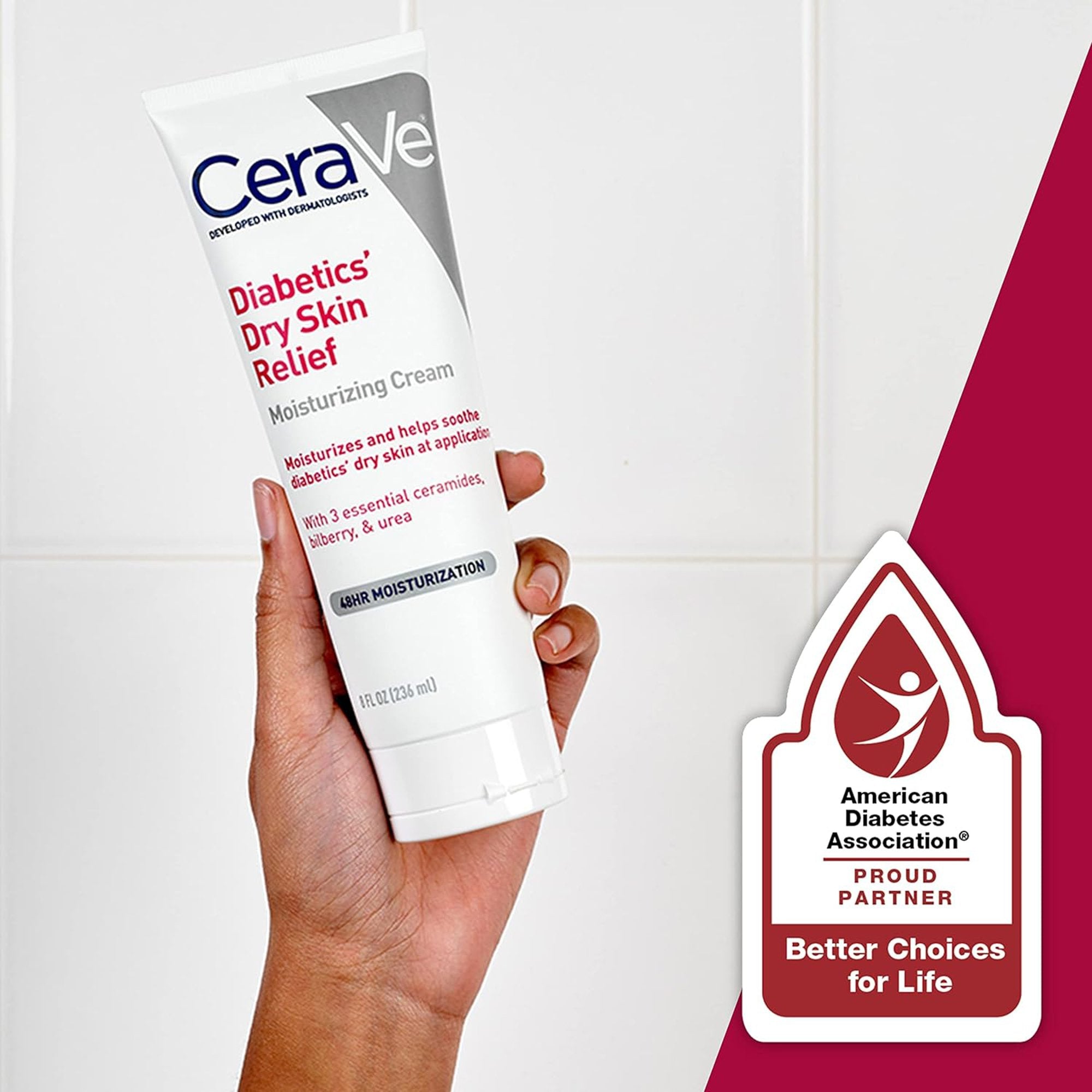 Hand and Body Moisturizer CeraVe® Diabetics' Dry Skin Relief 8 oz. Tube Unscented Cream - image 5