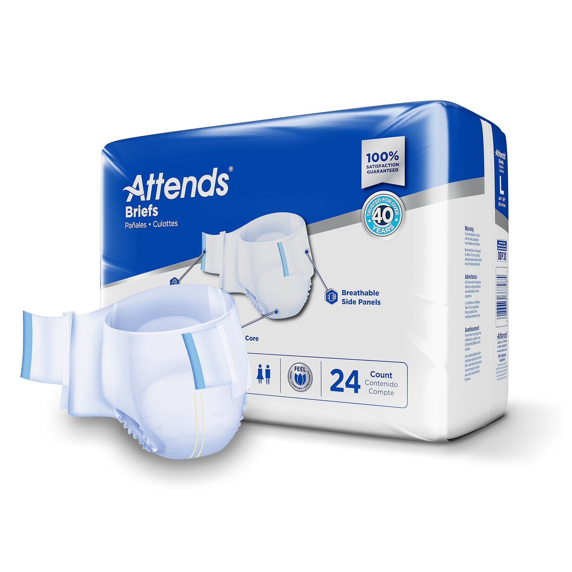 Incontinence Brief Attends® Care Advanced Adult Large Unisex Disposable Heavy Absorbency - image 2