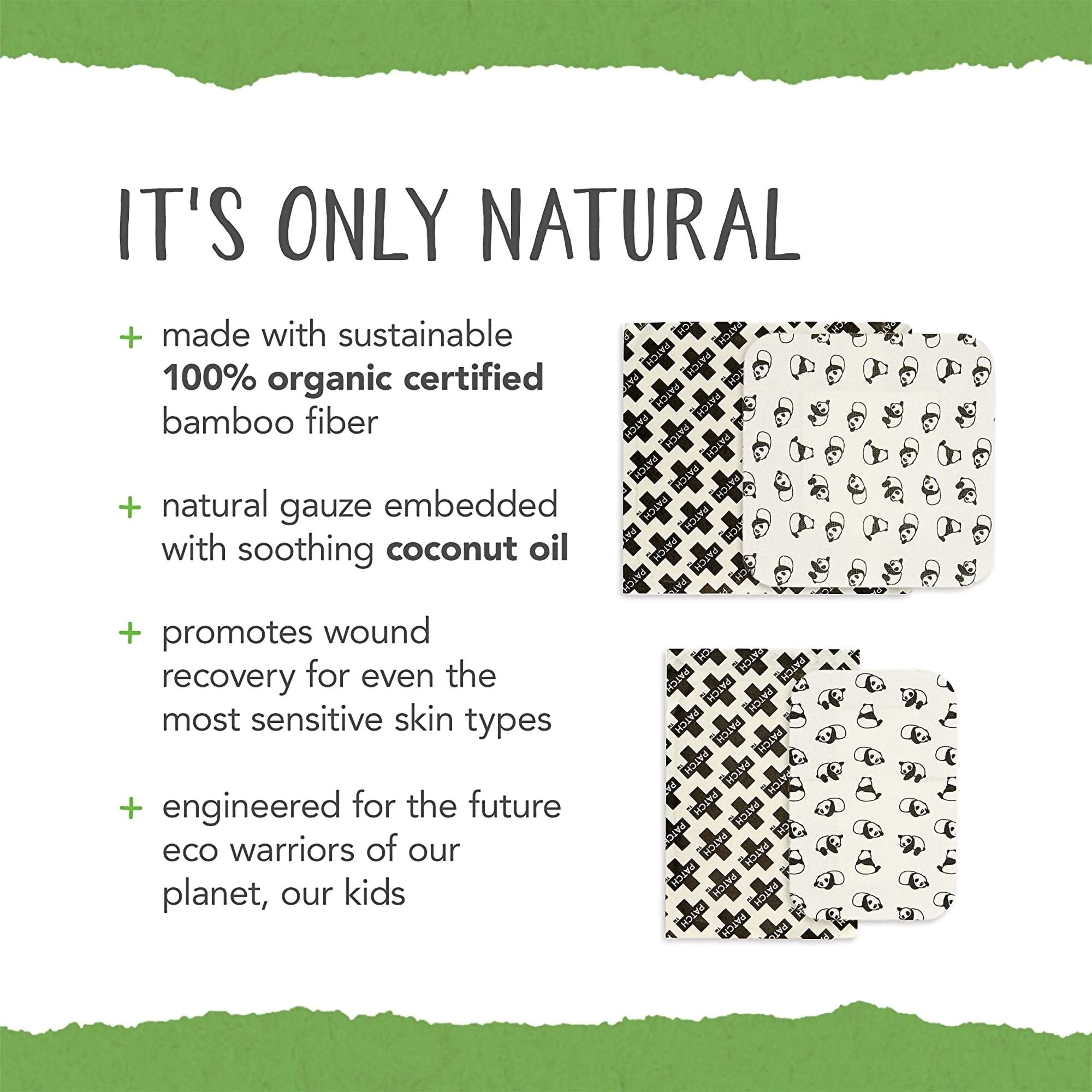 Adhesive Strip Patch™ Kids Bamboo / Coconut Oil Kid Design (Pandas) 2 X 3 Inch / 3 X 3 Inch Sterile - image 3