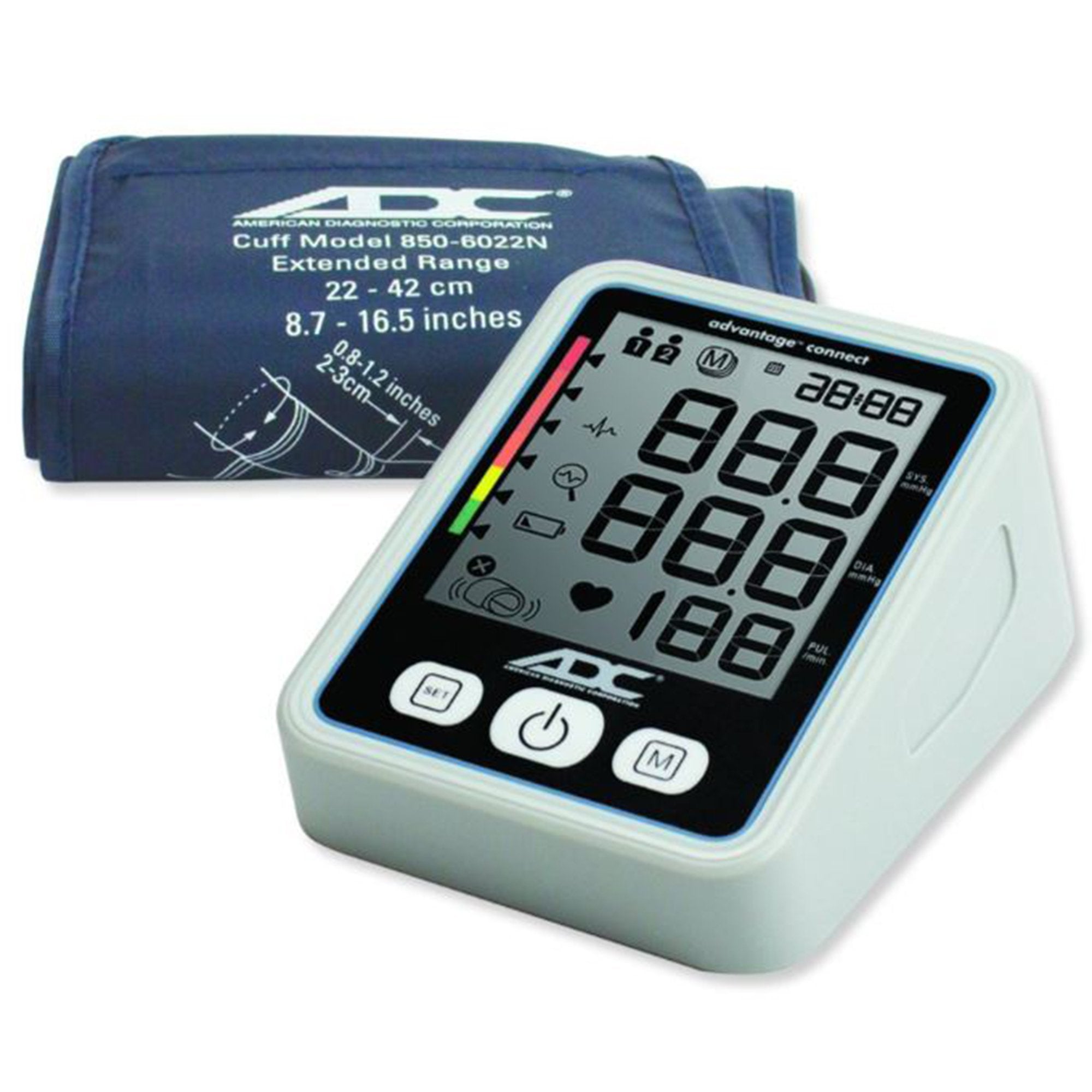 Home Automatic Digital Blood Pressure Monitor Advantage Connect® Wide Range Nylon Cuff 22 - 42 cm Desk Model
