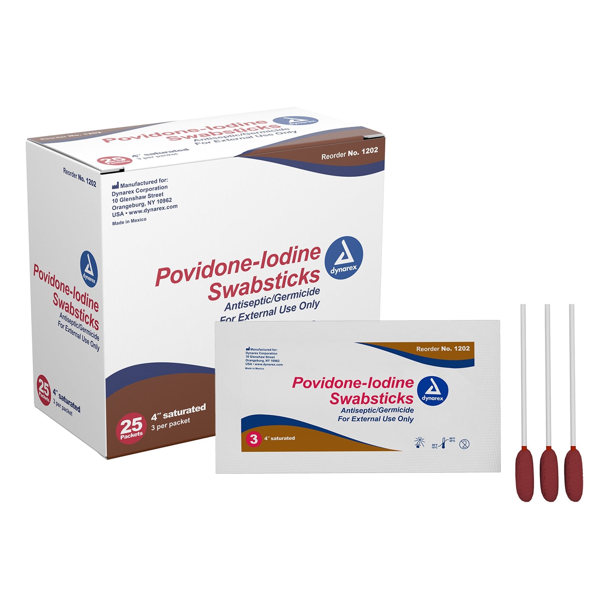 Dynarex Povidone Iodine Swabsticks (25 Units)