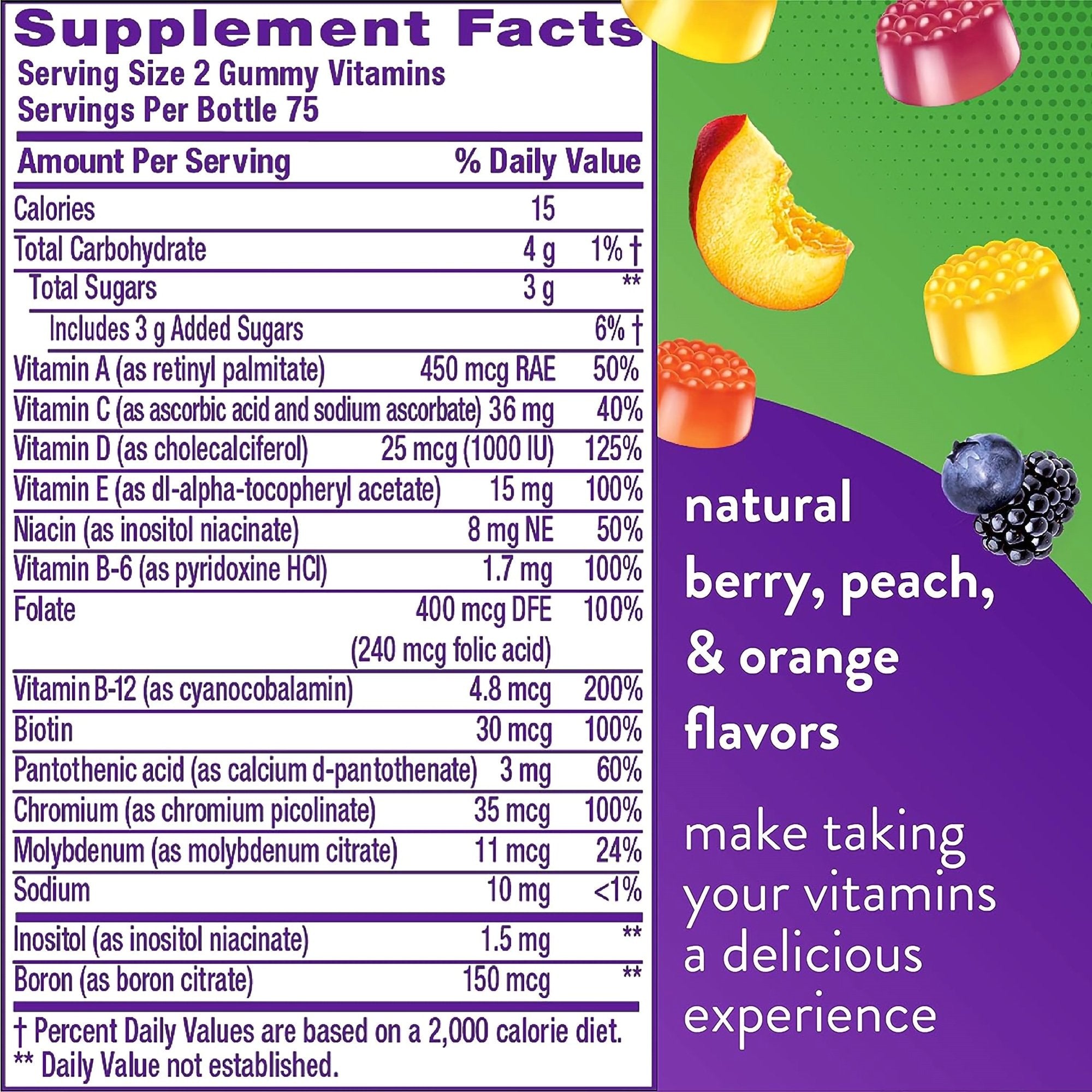 Multivitamin Supplement Vitafusion® MultiVites® Vitamin A / Ascorbic Acid / Vitamin D 2,500 IU - 800 IU - 20 mg Strength Gummy 150 per Bottle Assorted Fruit Flavor - image 2