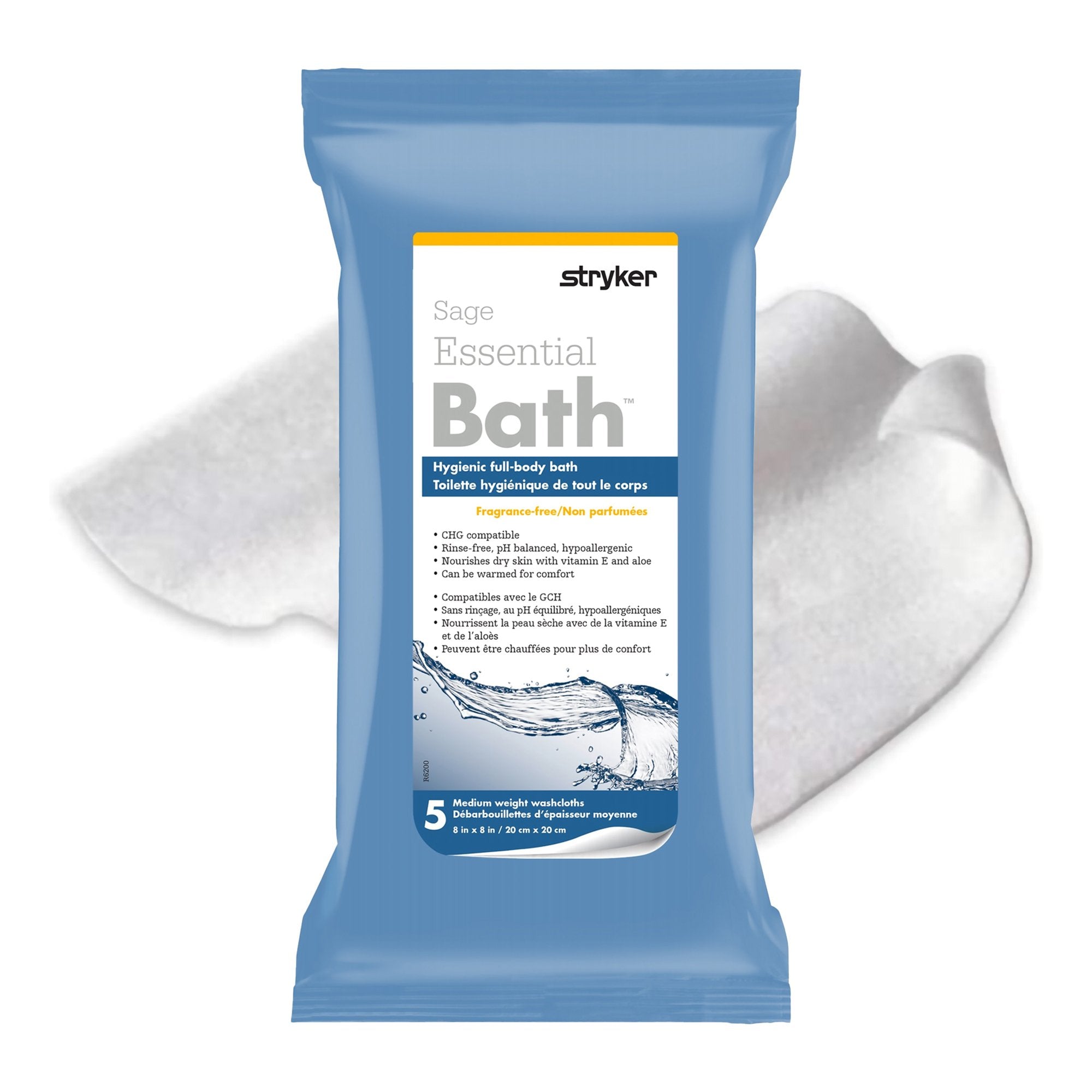 Essential Bath Rinse-Free Bath Wipes, Soft Pack (1 Unit)