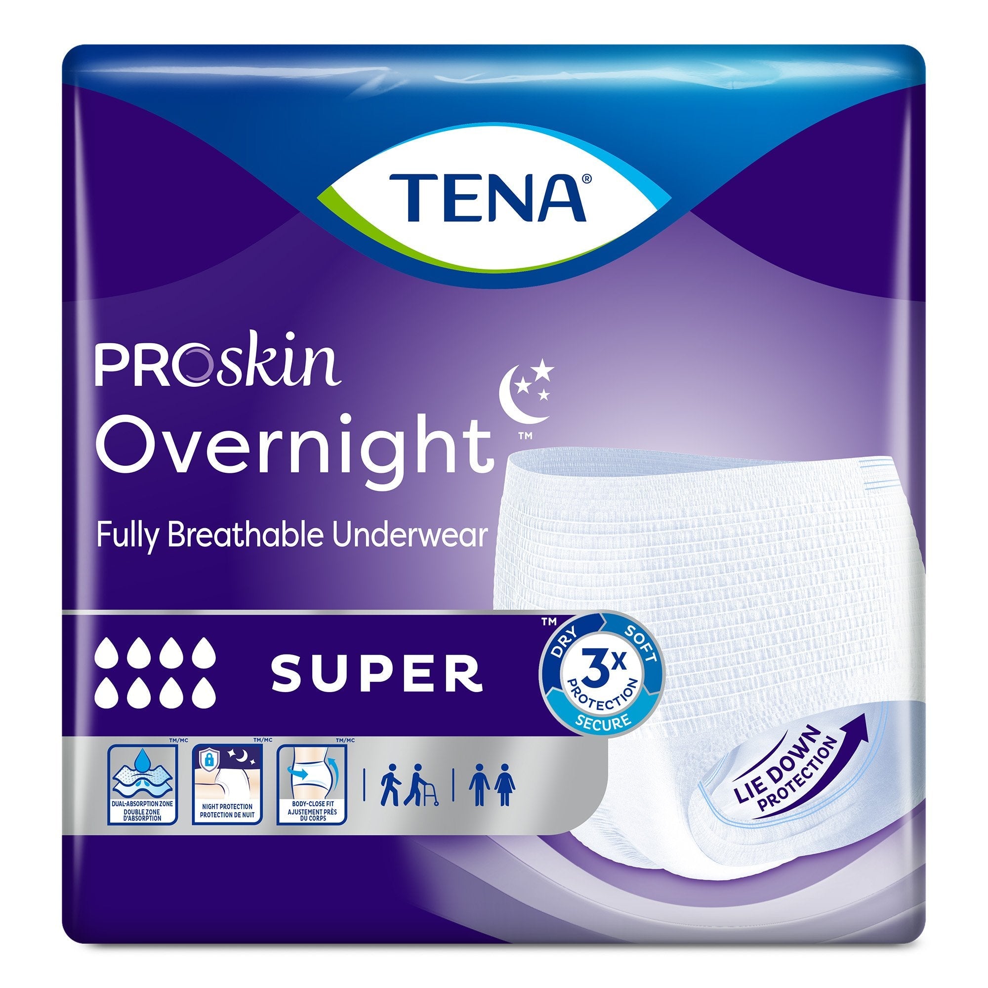 Tena ProSkin Overnight Medium Underwear, Super Absorbency - 14 Pack