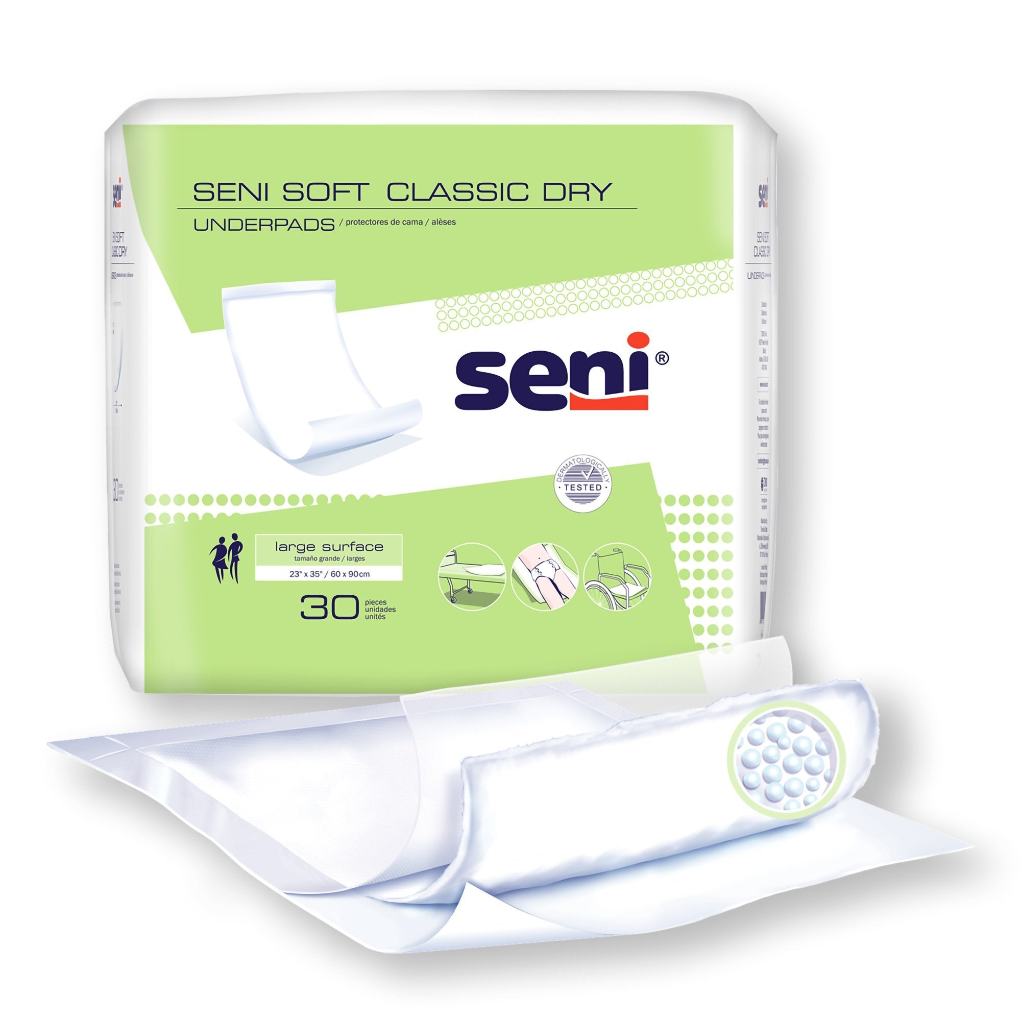 Seni® Soft Classic Dry Underpad, 23 x 35 Inch (30 Units)