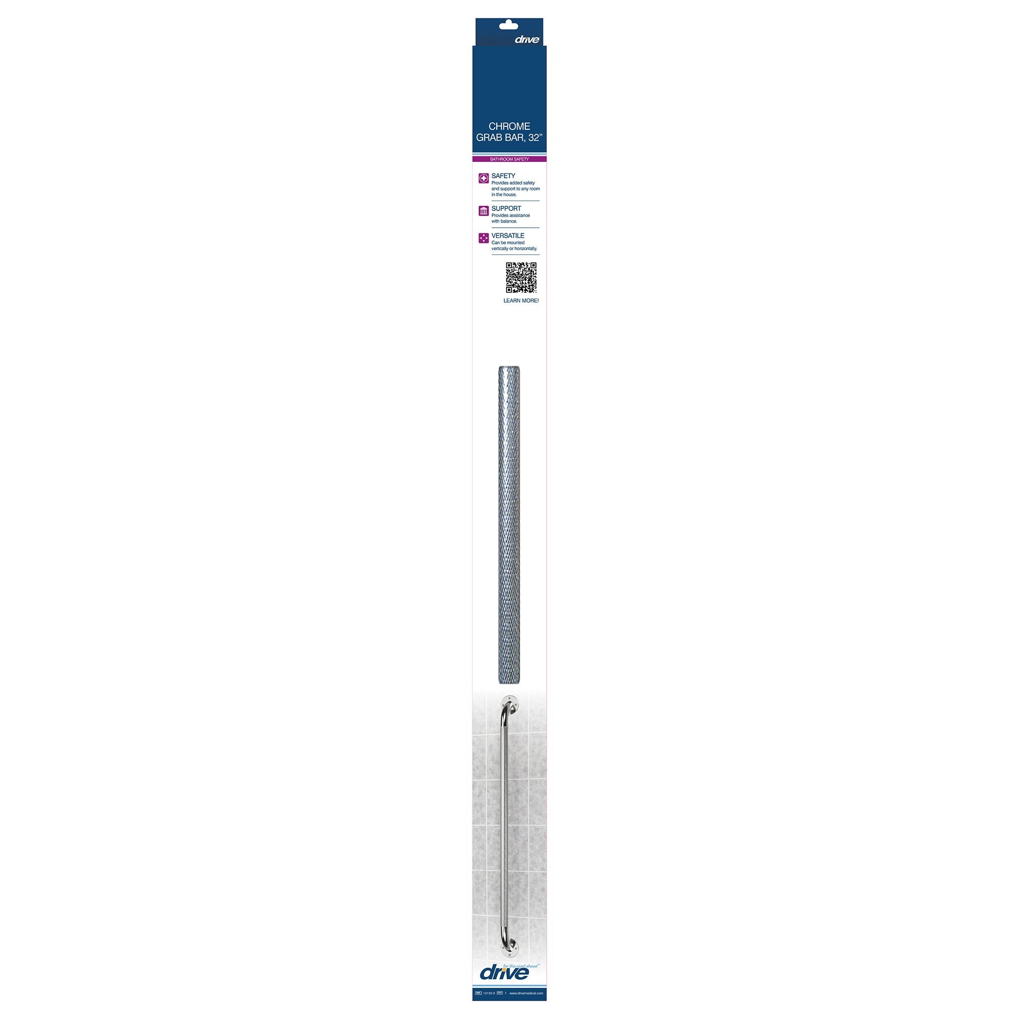 Wall Grab Bar drive™ Chrome Finish Knurled Steel - image 2