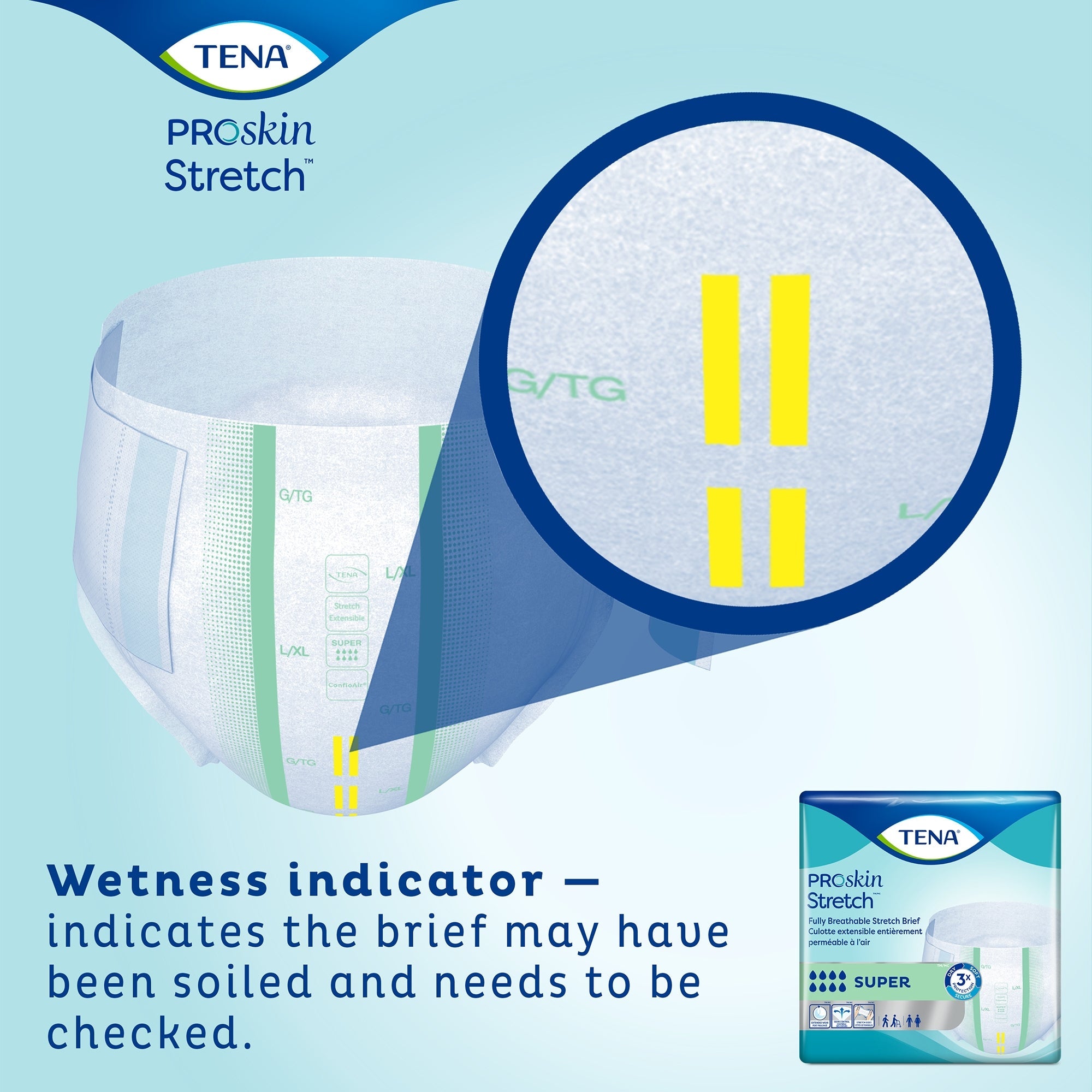 Tena ProSkin Stretch Super Medium Incontinence Briefs, Breathable & Odor Control