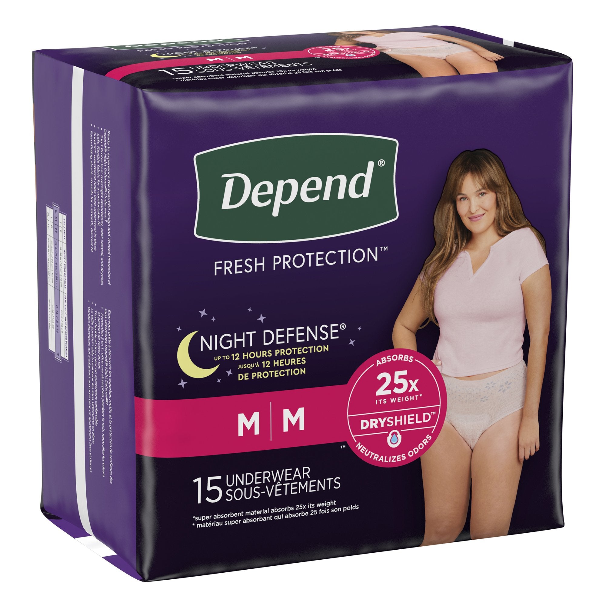 Absorbent Underwear Depend® Night Defense® Waistband Style Adult Medium Female Disposable Heavy Absorbency