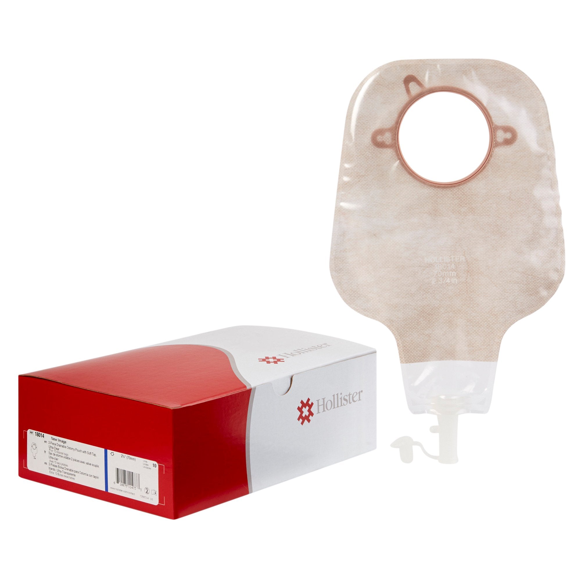 New Image™ Two-Piece Drainable Ultra-Clear Ostomy Pouch, 12 Inch Length, 2¾ Inch Flange (10 Units)