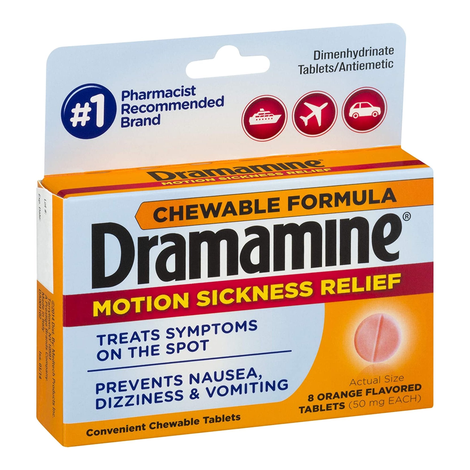 Nausea Relief Dramamine® 50 mg Strength Chewable Tablet 8 per Box - image 2