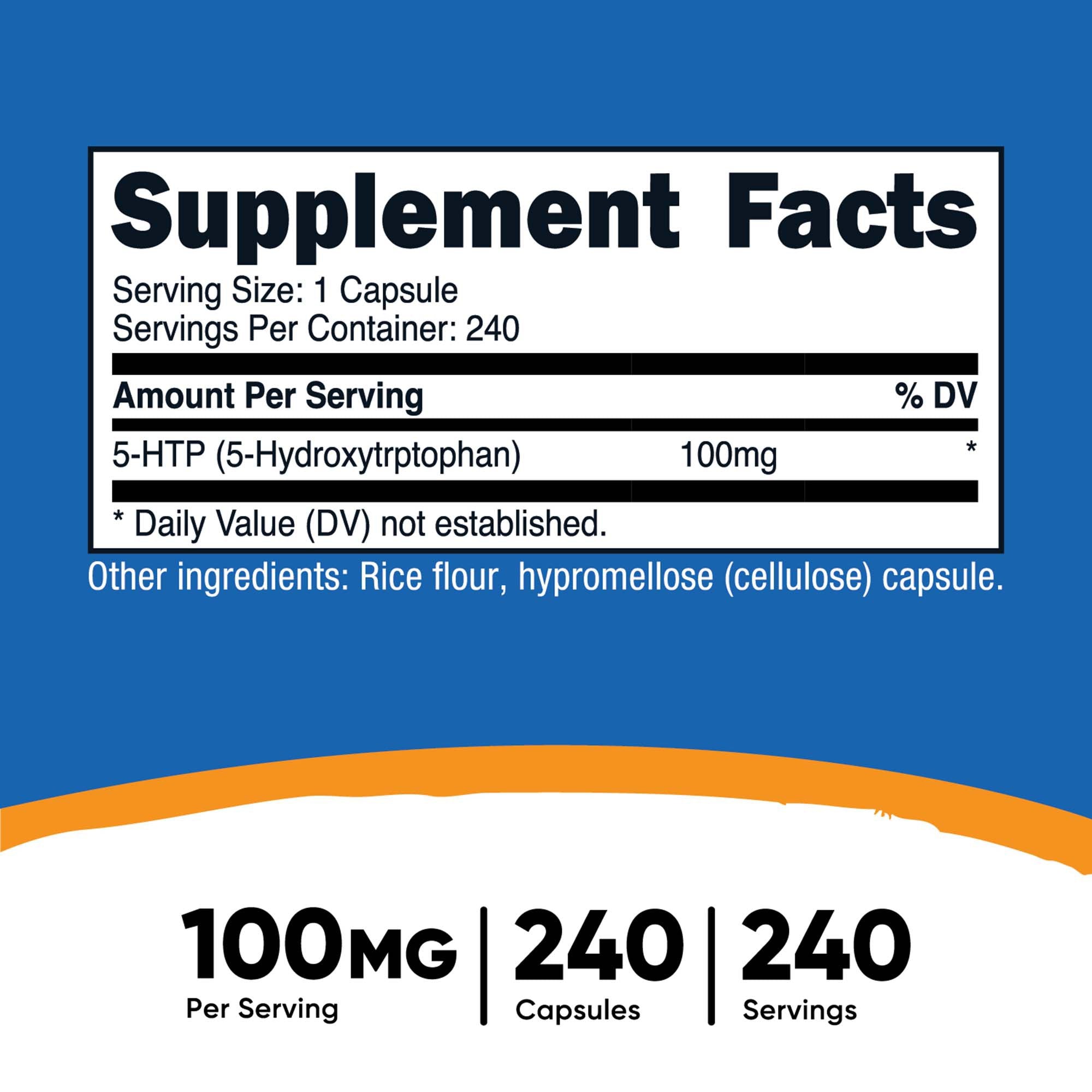 Dietary Supplement nutricost® 5-HTP 5-Hydroxytrptophan 100 mg Strength Capsule 240 Per Bottle - image 5