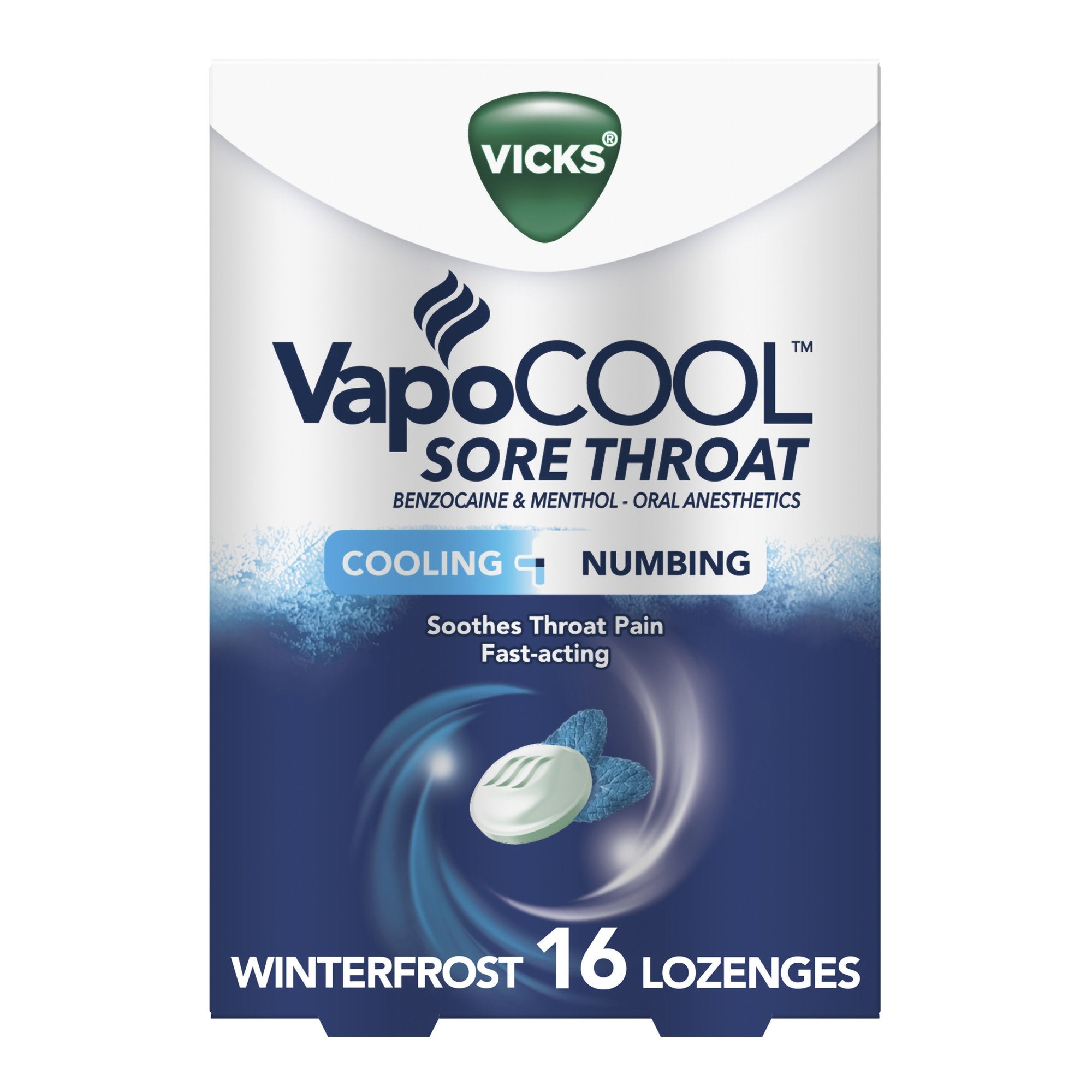 Vicks VapoCool Sore Throat Lozenges Winterfrost