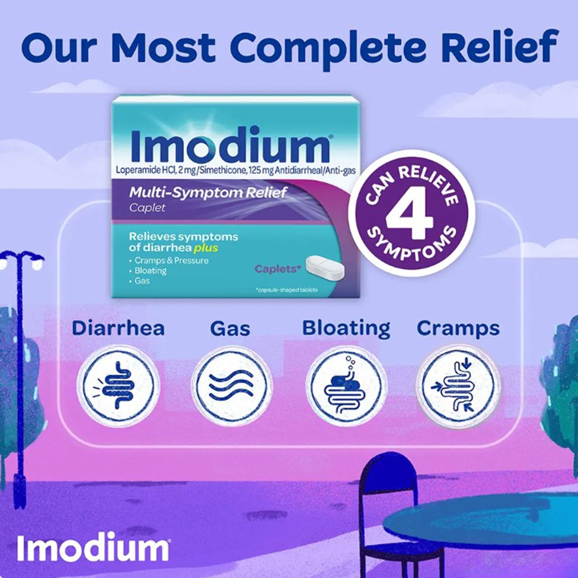 Anti-Diarrheal Imodium® Multi-Symptom 125 mg - 2 mg Strength Caplet 18 per Box - image 3