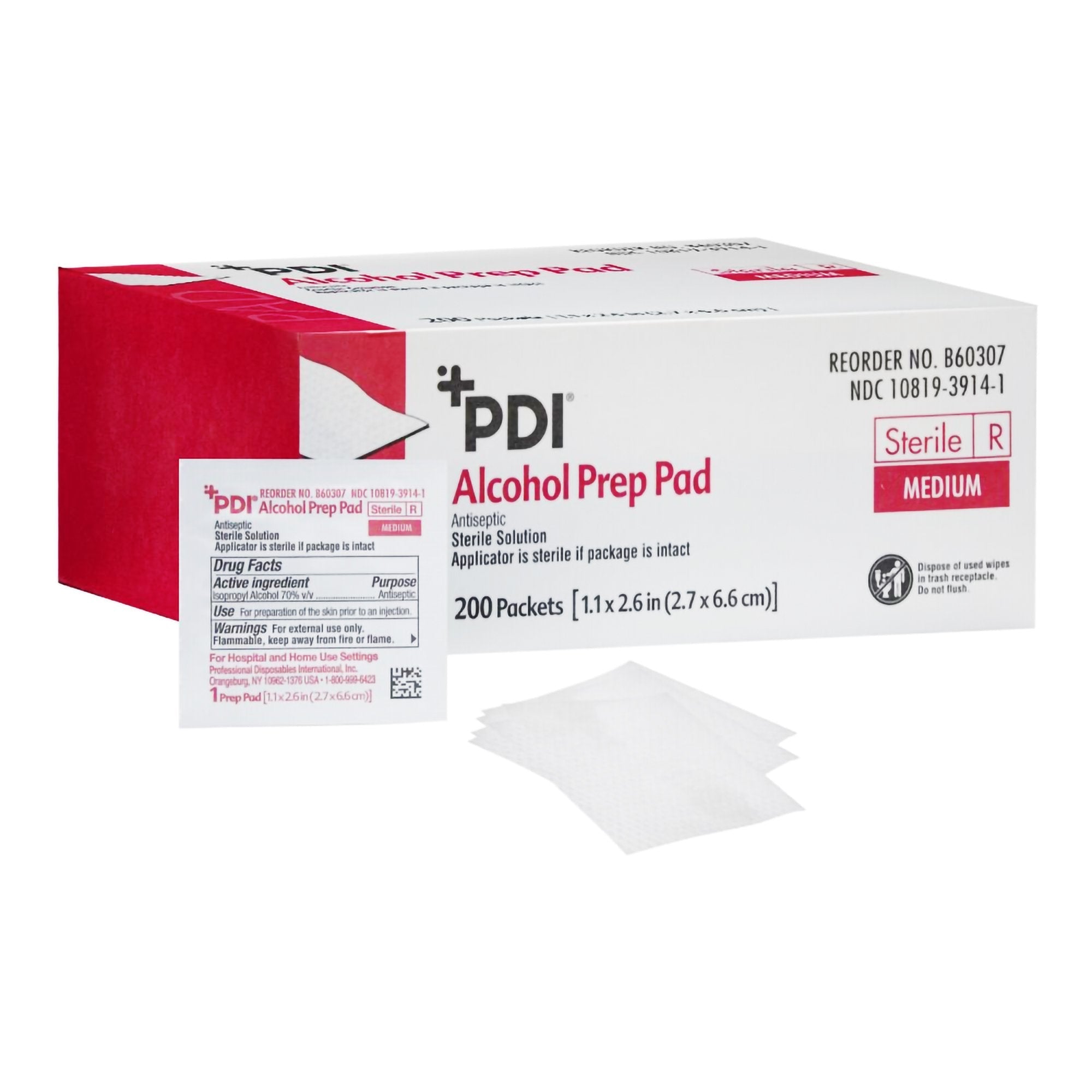 PDI® Alcohol Prep Pad, 2 x 2 Inch (200 Units)