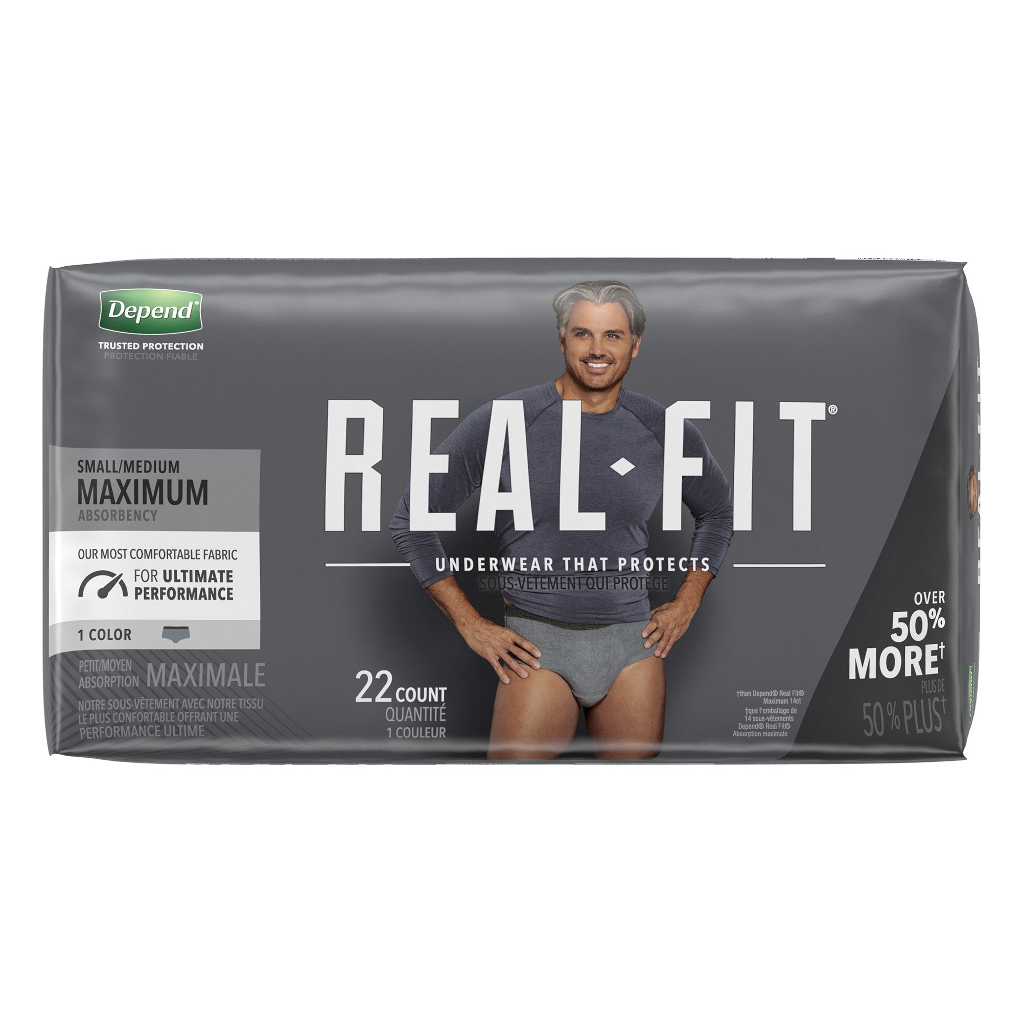 Depend® Real Fit® Maximum Absorbent Underwear, Small / Medium, 22 per Package (22 Units)