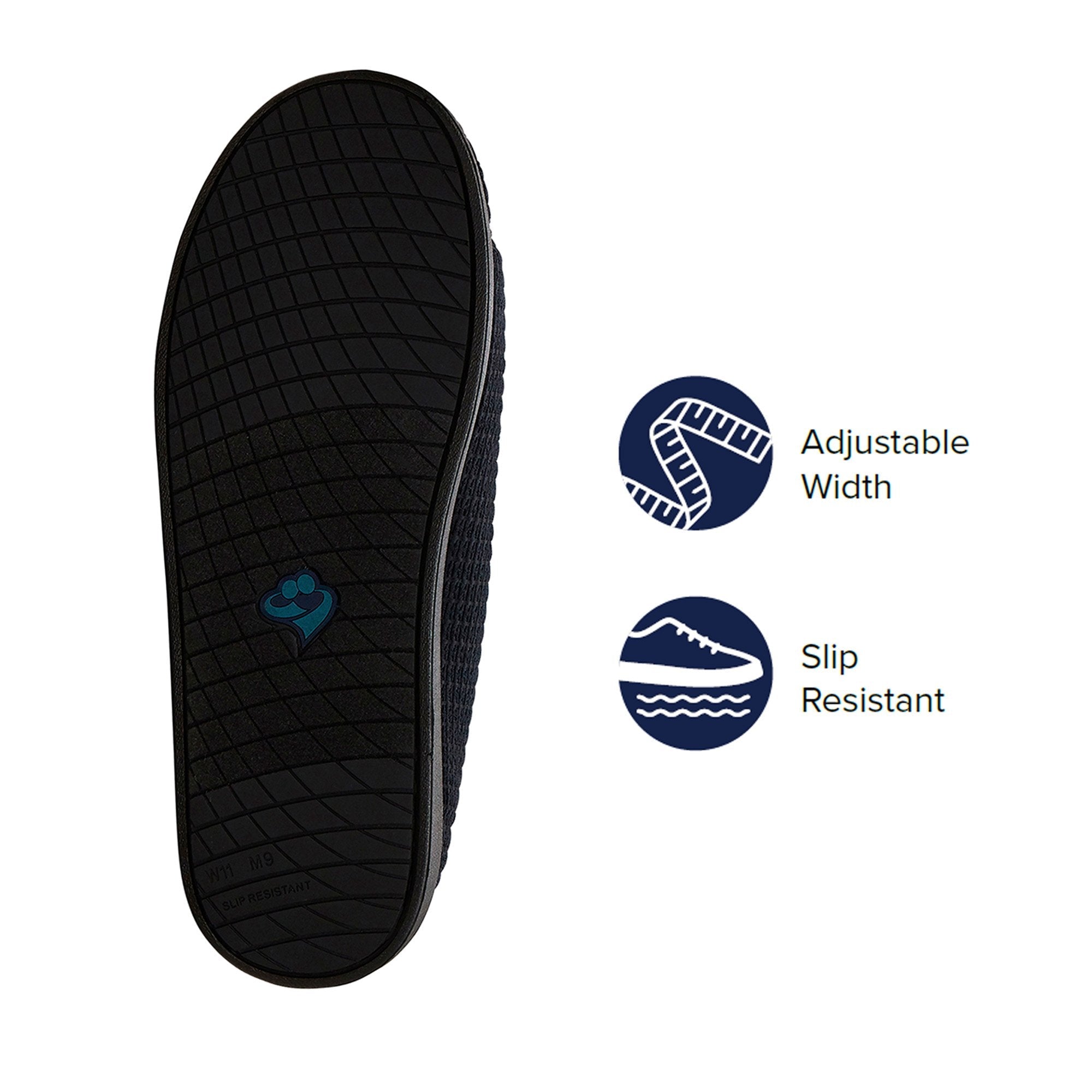 Silverts® Men's Double Extra Wide Slip Resistant Slippers, Black, Size 9 (1 Unit)