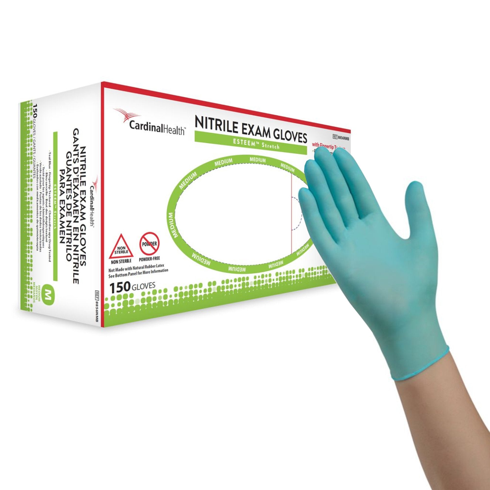 Esteem™ Stretch Nitrile Exam Glove, Medium, Teal (150 Units)