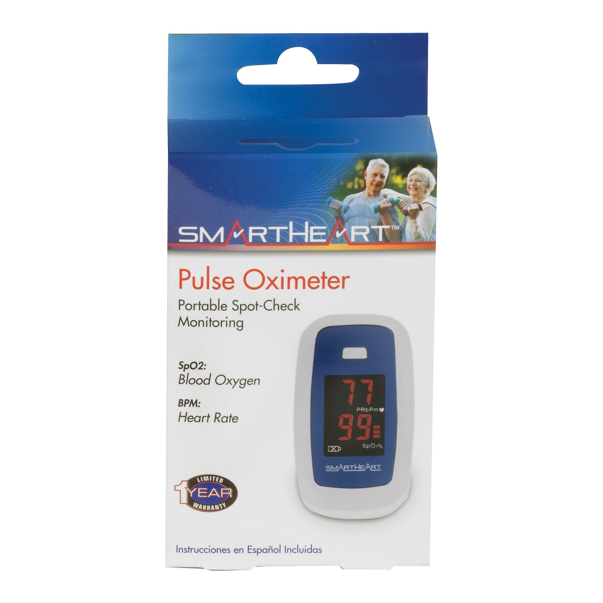 SmartHeart Fingertip Pulse Oximeter for Blood Oxygen Saturation, Economy (1 Unit)