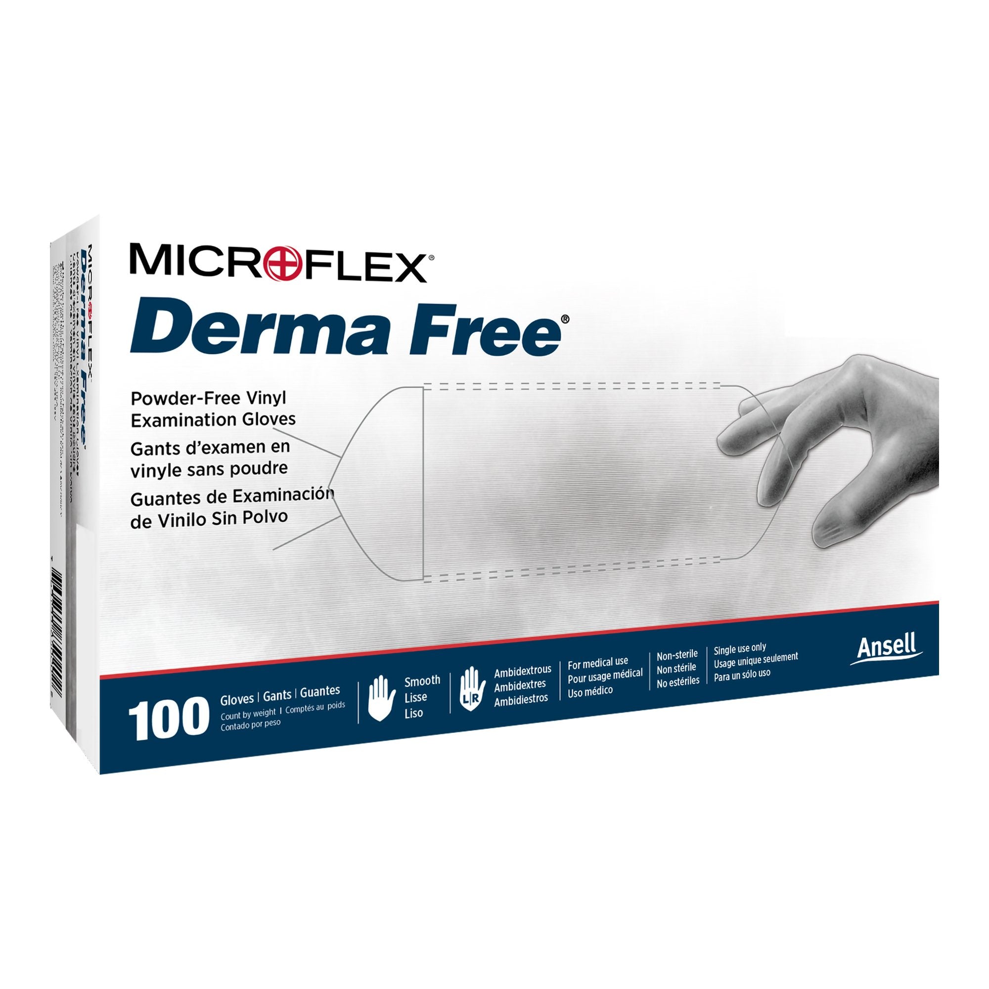 Derma Free™ Vinyl Exam Glove, Medium, Clear (100 Units)