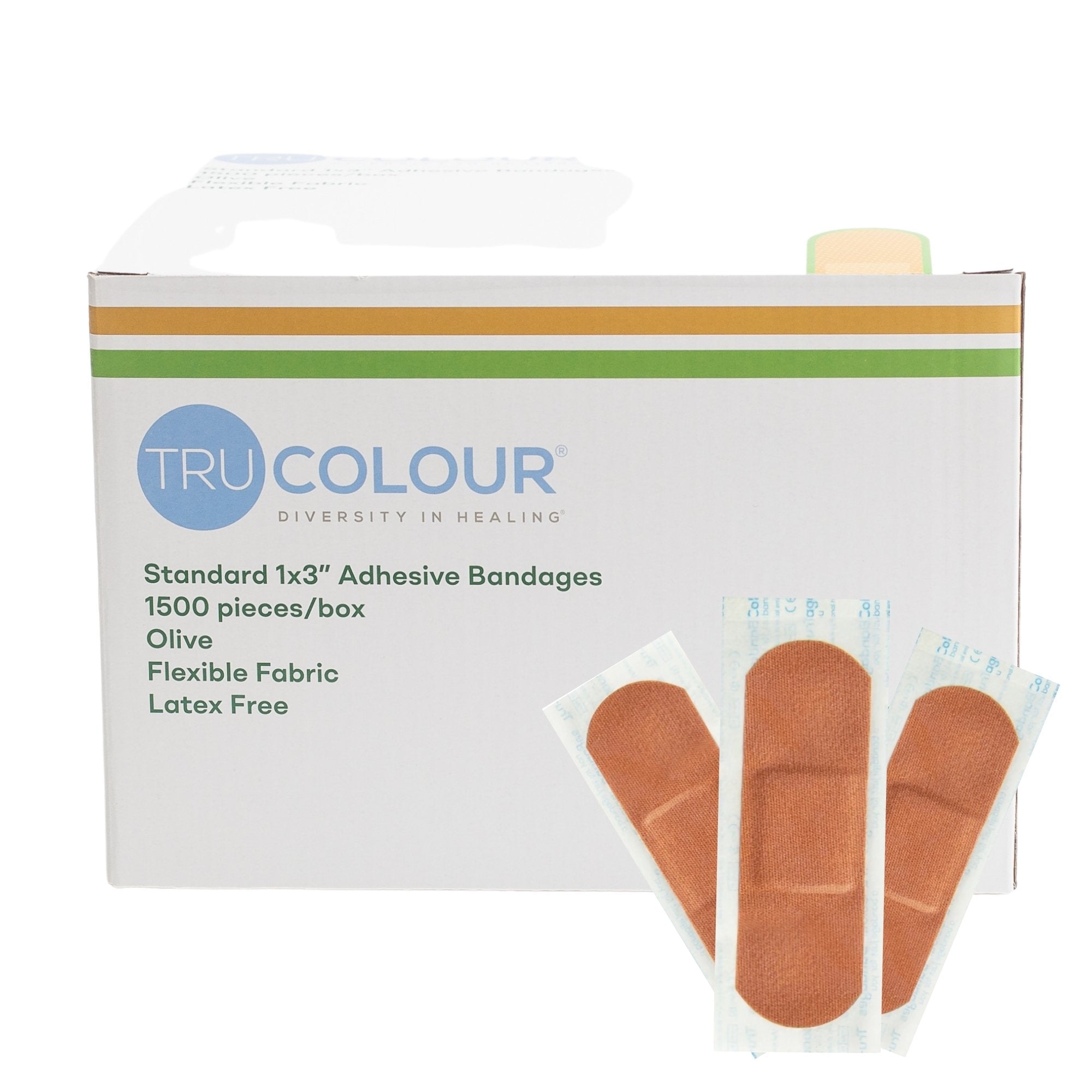 TruColour® Olive Adhesive Strip, 1 x 3 Inch (1500 Units)