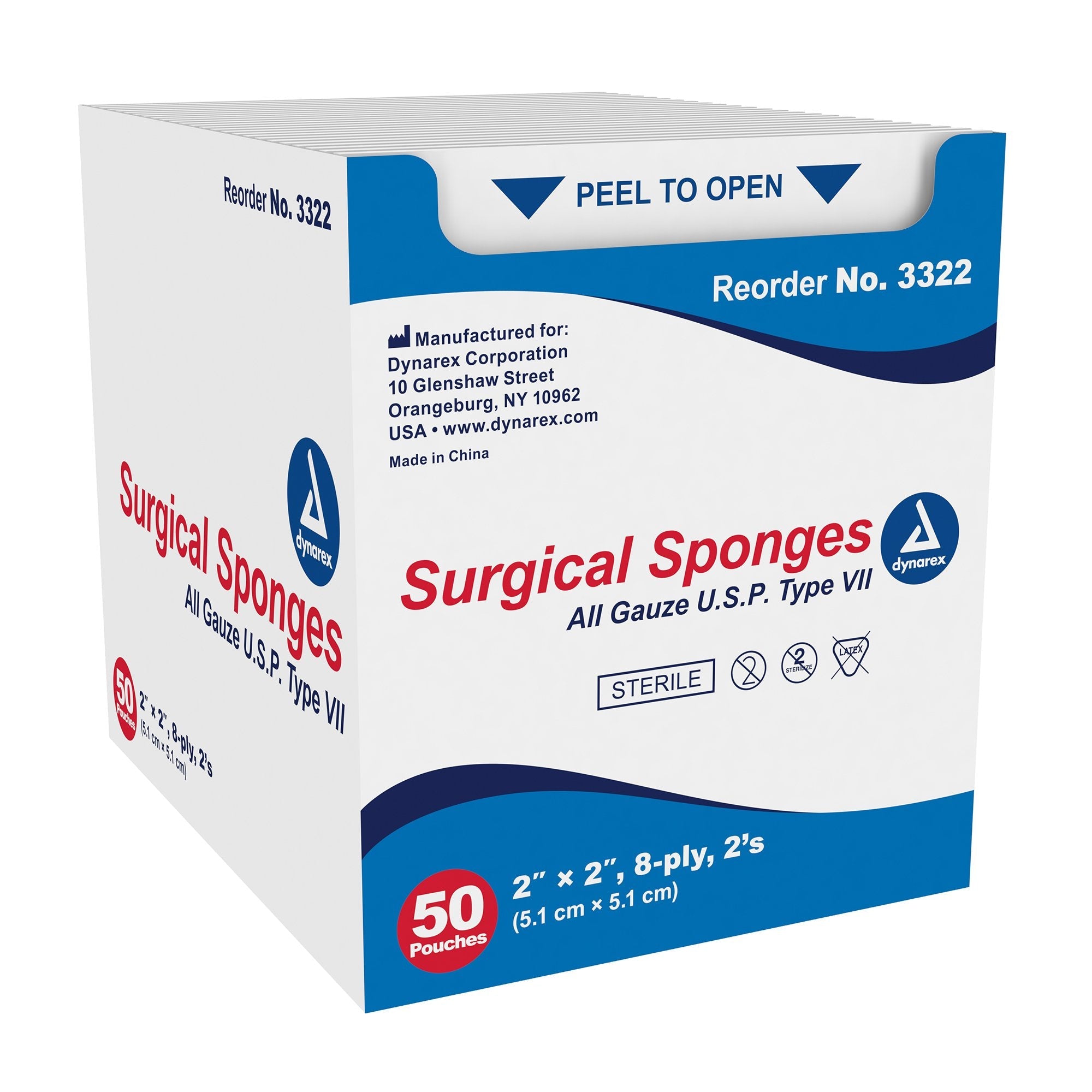 Dynarex® Sterile Gauze Sponge, 2 x 2 Inch (30 Units)