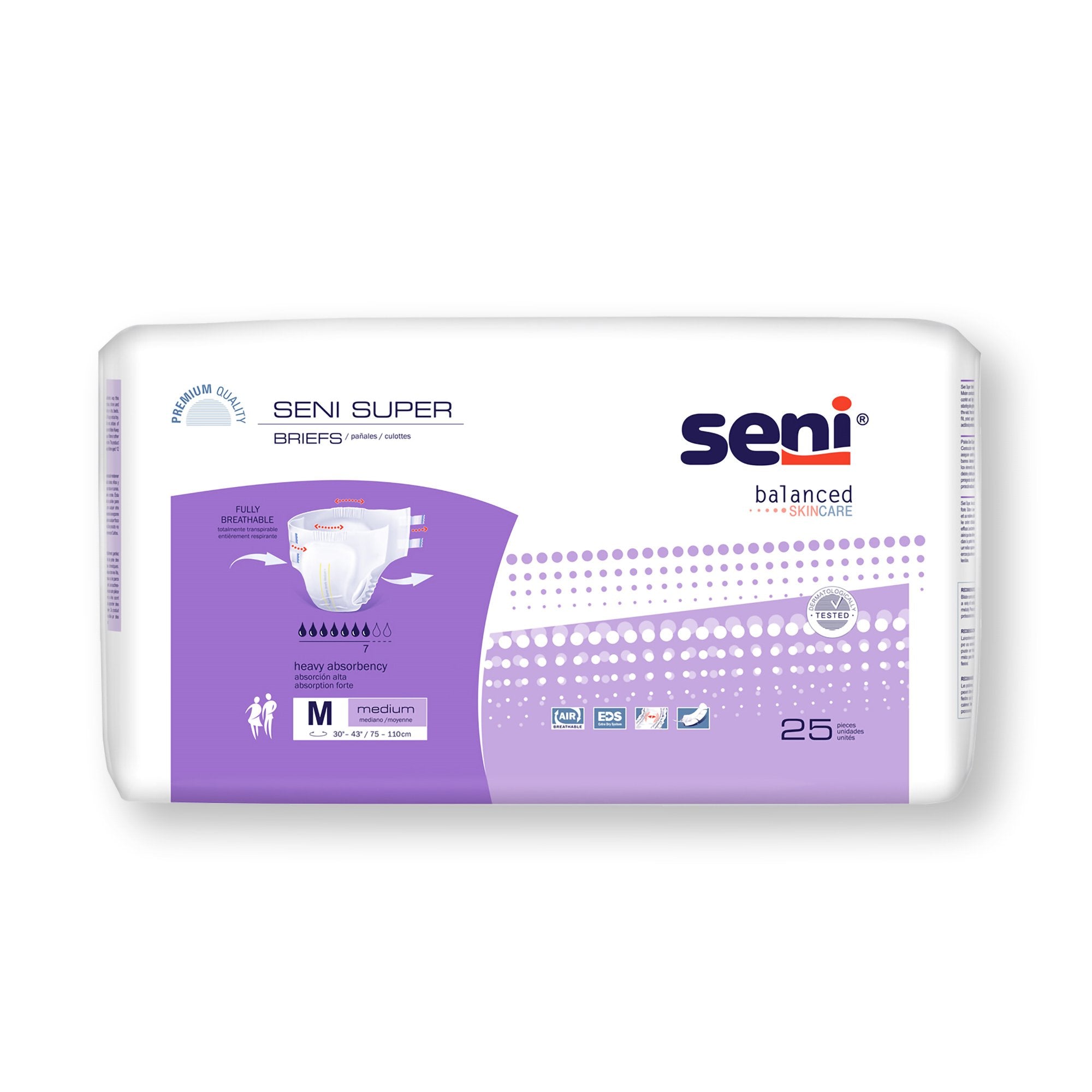 Seni® Super Heavy Absorbency Incontinence Brief, Medium (25 Units)