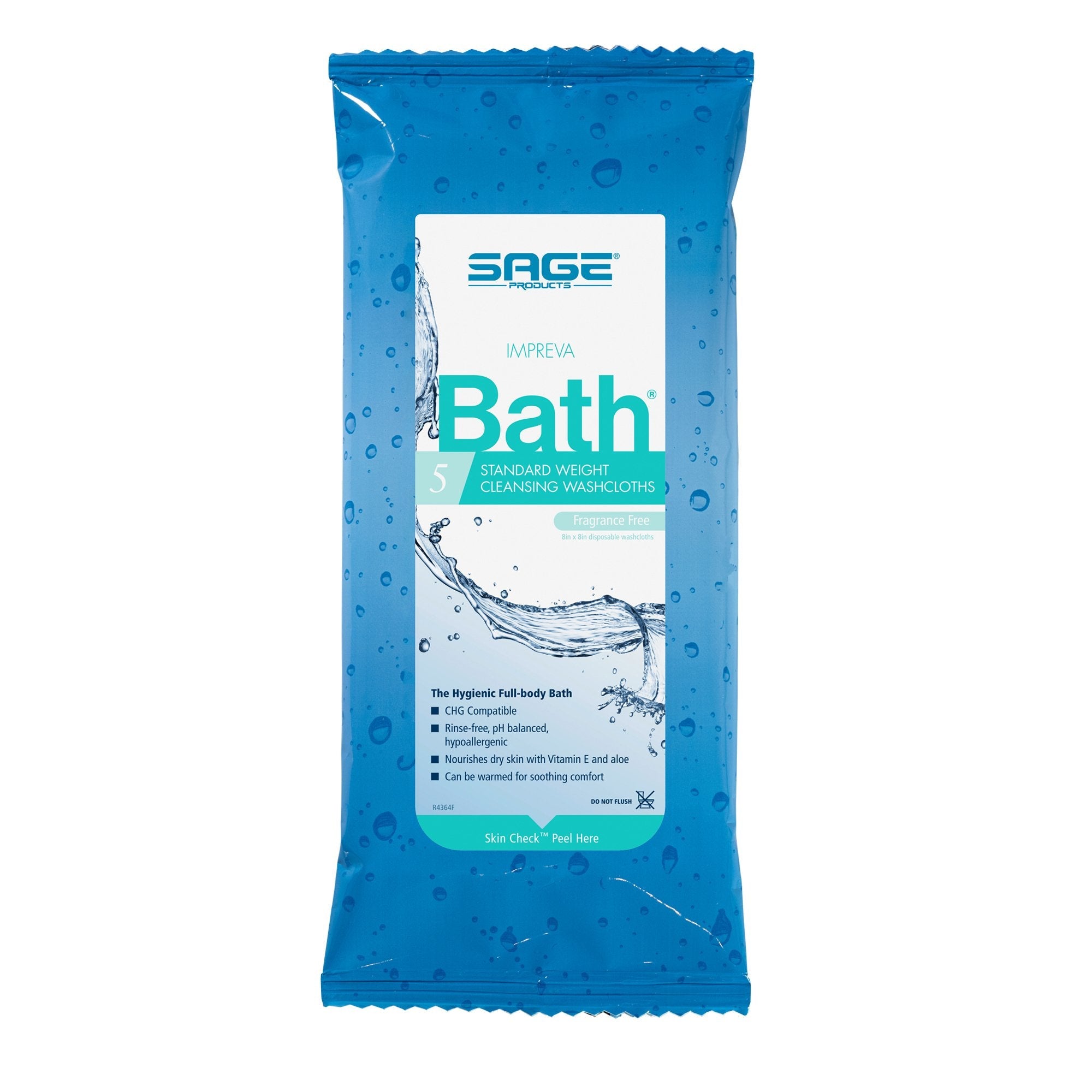 Sage Comfort Bath Rinse-Free Wipes, Aloe, Unscented, Soft Pack (1 Unit)