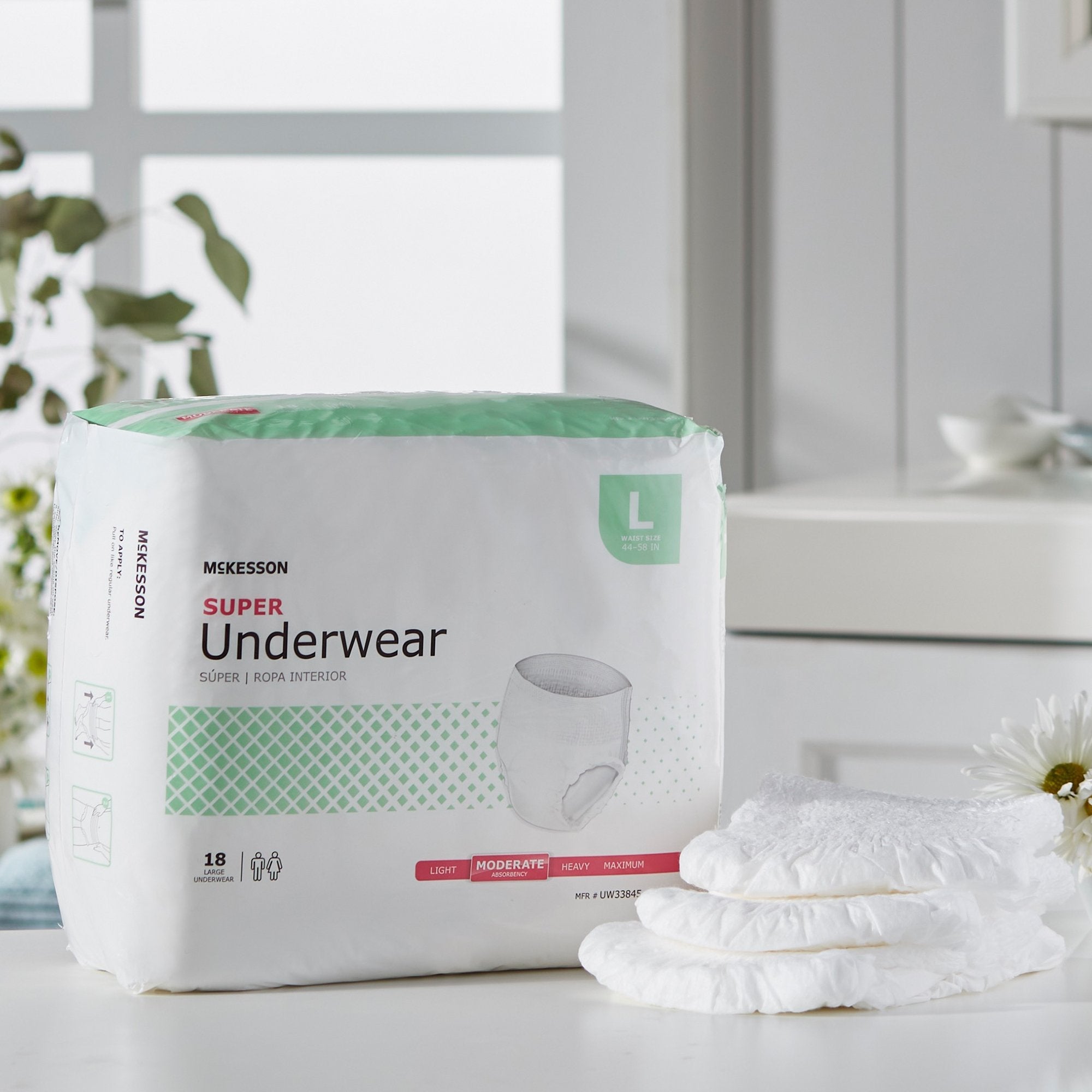 McKesson Large Adult Absorbent Underwear - Moderate Absorbency, 18 Pack