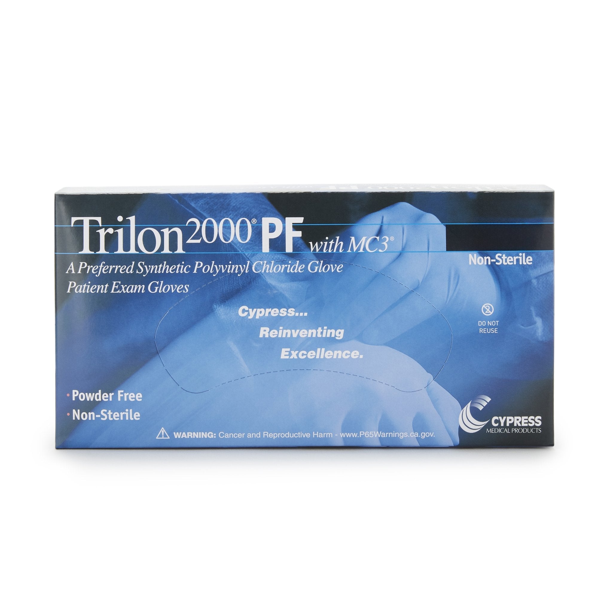 Trilon 2000® PF with MC3® Stretch Vinyl Standard Cuff Length Exam Glove, Large, Ivory (100 Units)