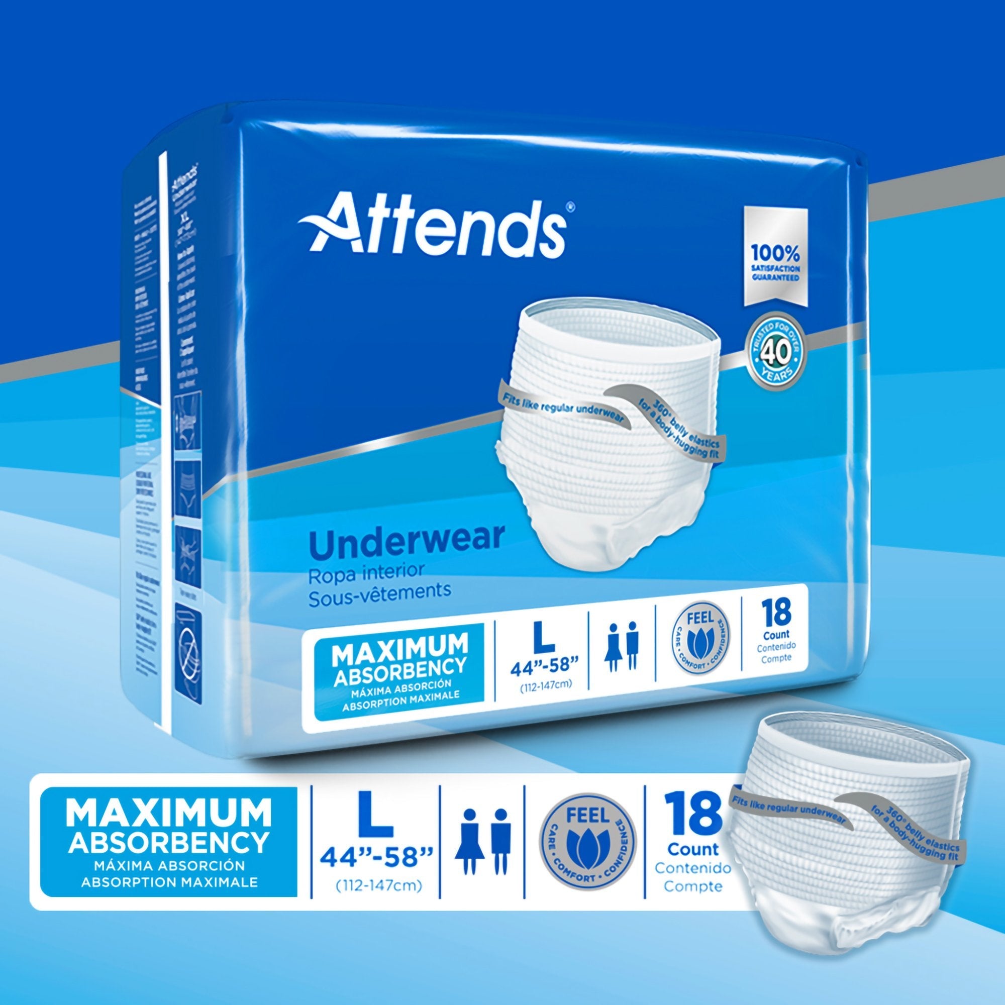 Attends® Extra Absorbency Underwear, Large (4 Units)