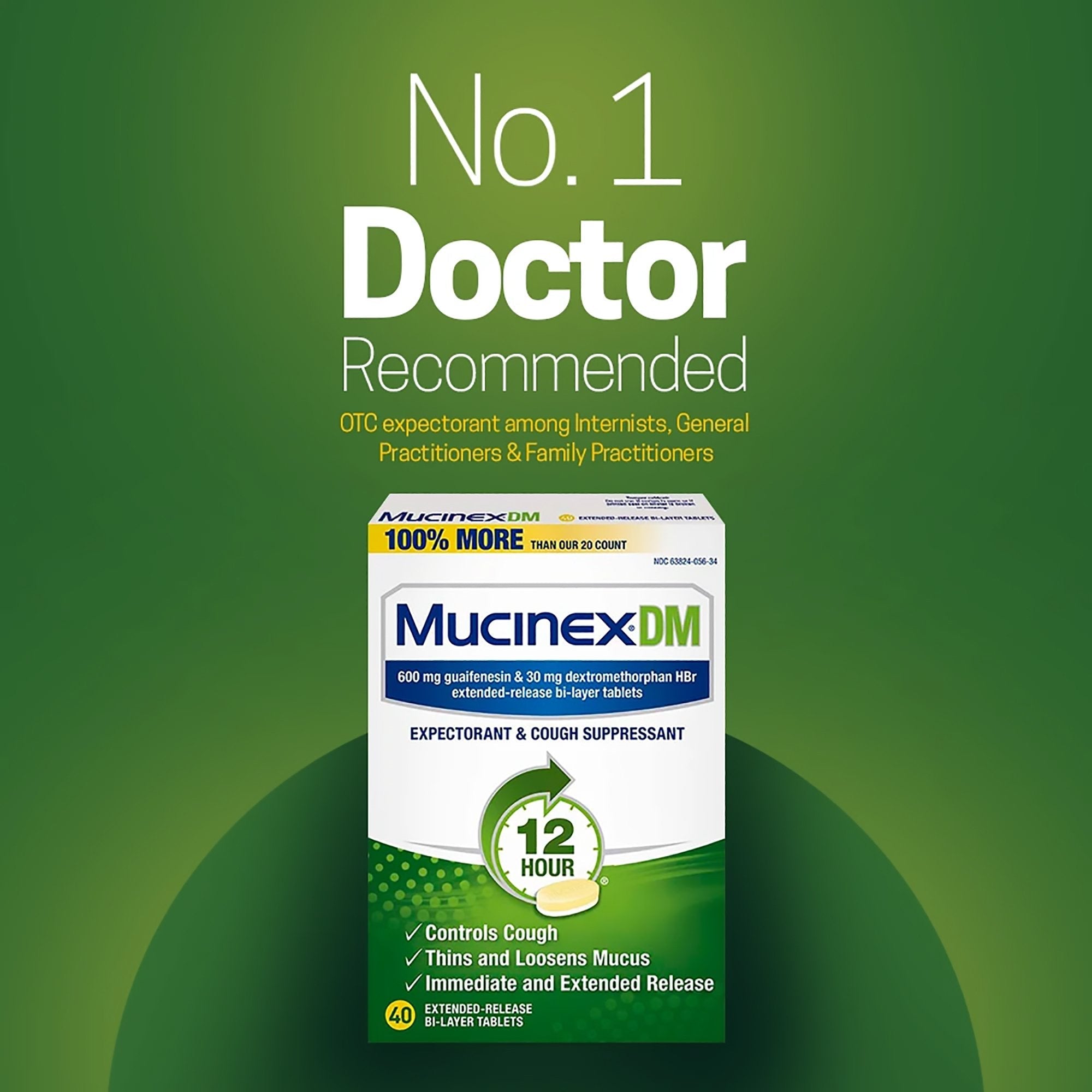 Mucinex® DM Guaifenesin / Dextromethorphan Cold and Cough Relief (40 Units)