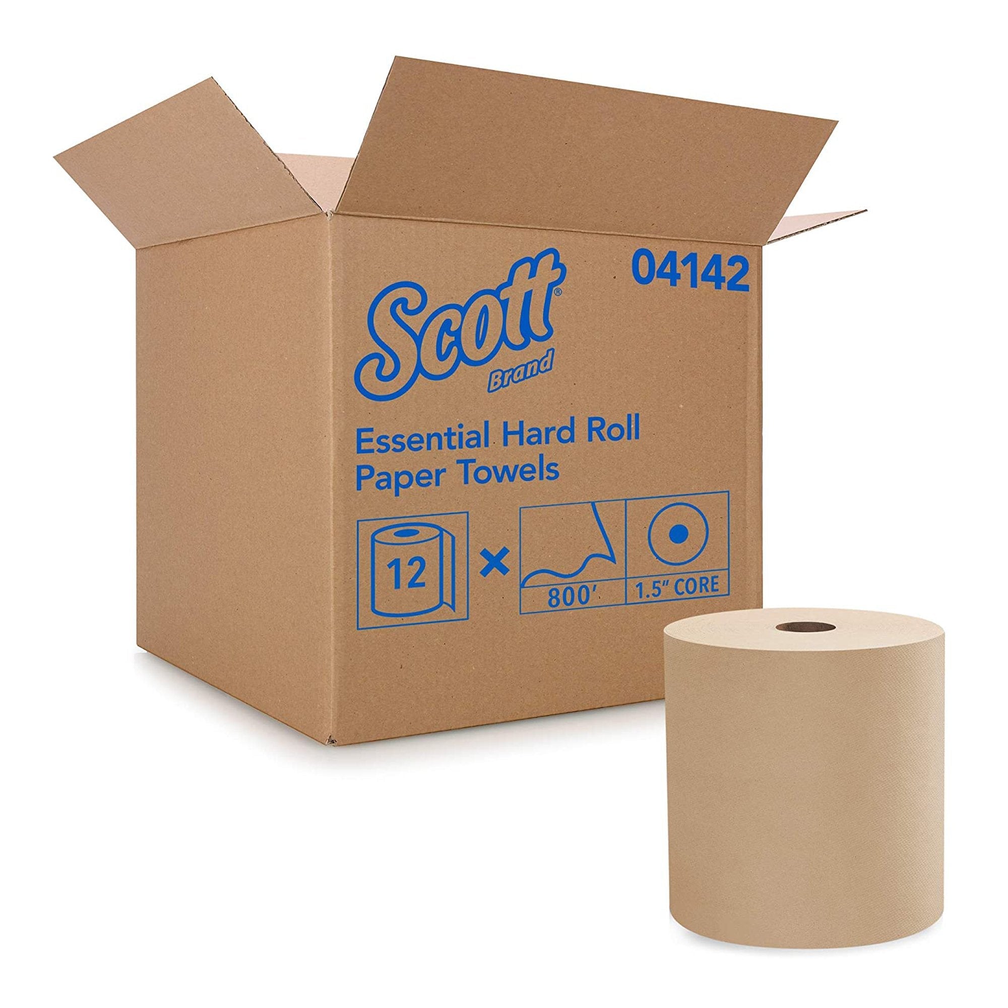 Scott Paper Towels, Hardwound Roll, Brown, 8" x 800' (12 Units)