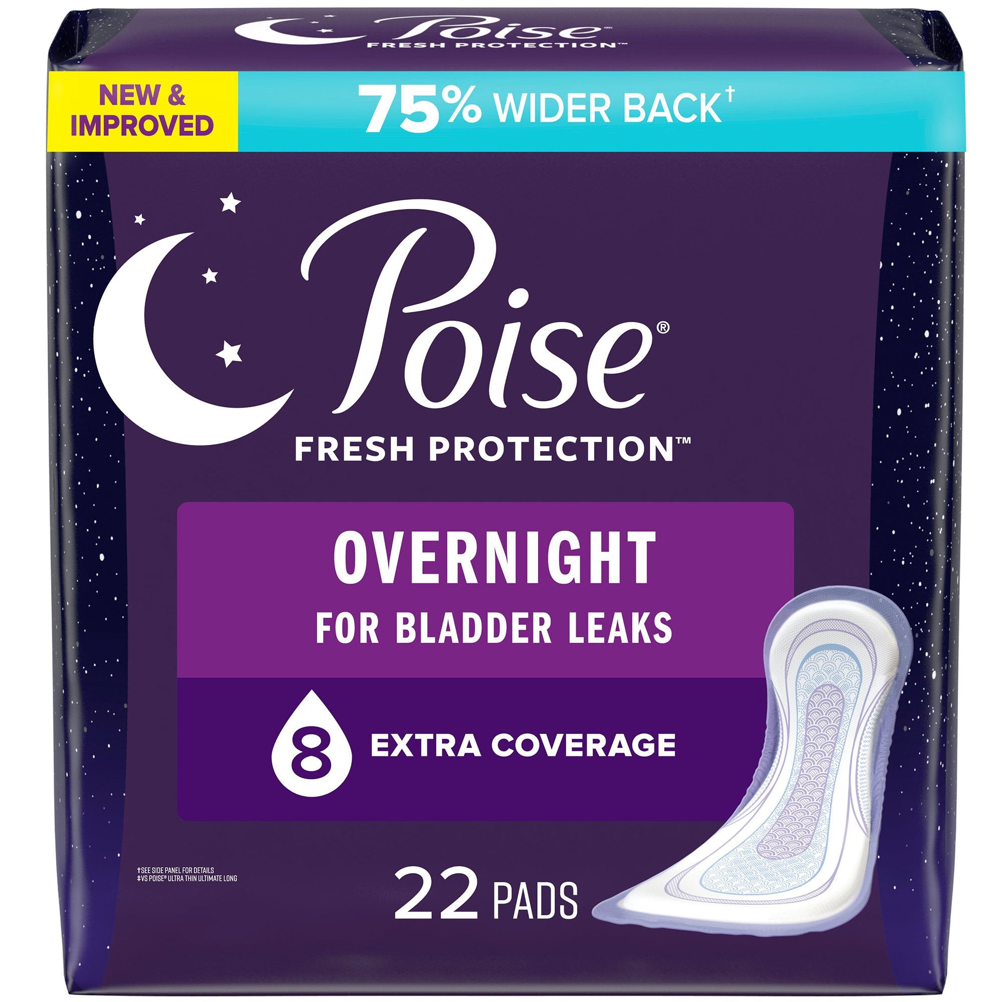 Poise® Fresh Protection™ Overnight Pads, 22ct - Heavy Absorbency, Comfort Fit