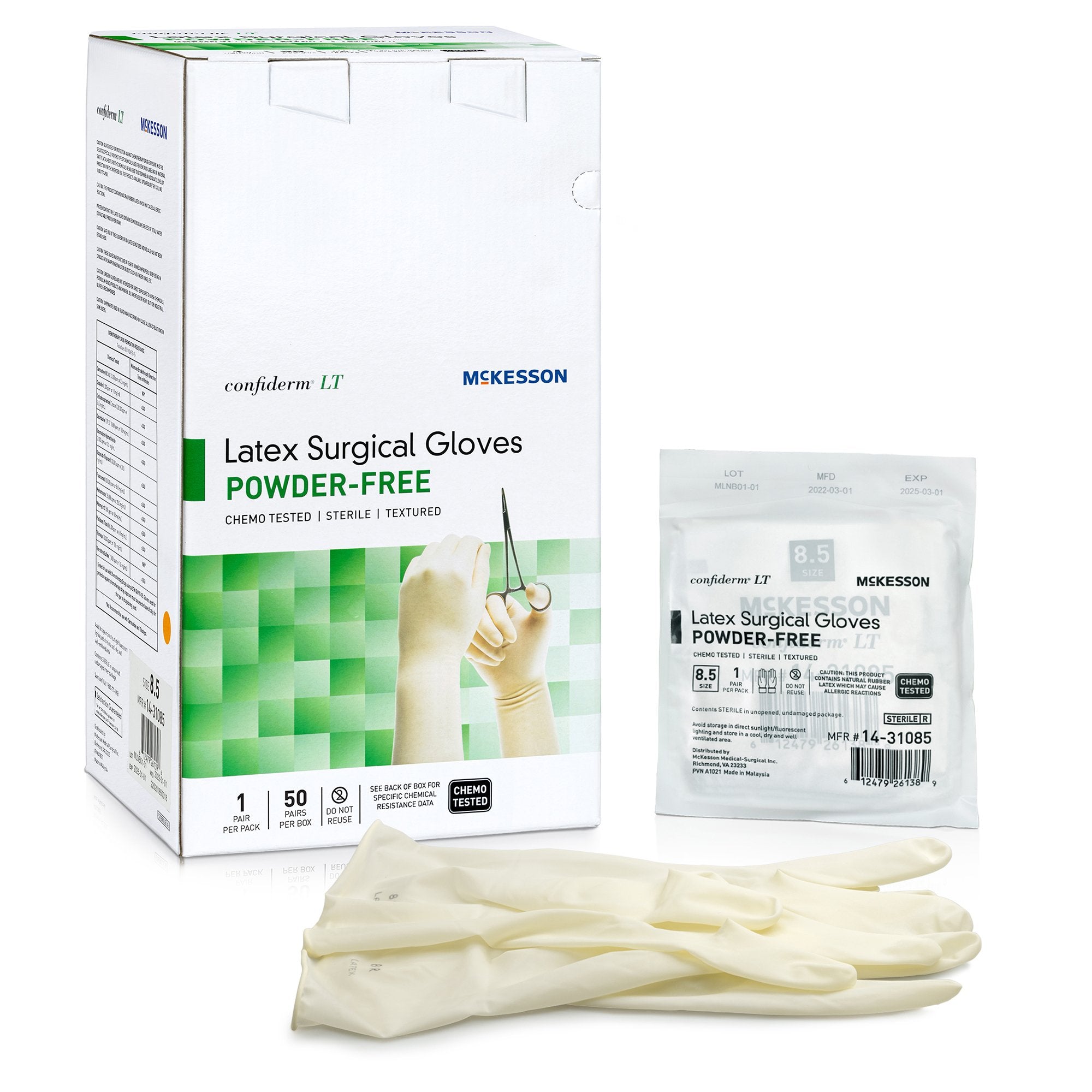 Confiderm® LT Latex Surgical Glove, Size 8.5, Ivory (200 Units)