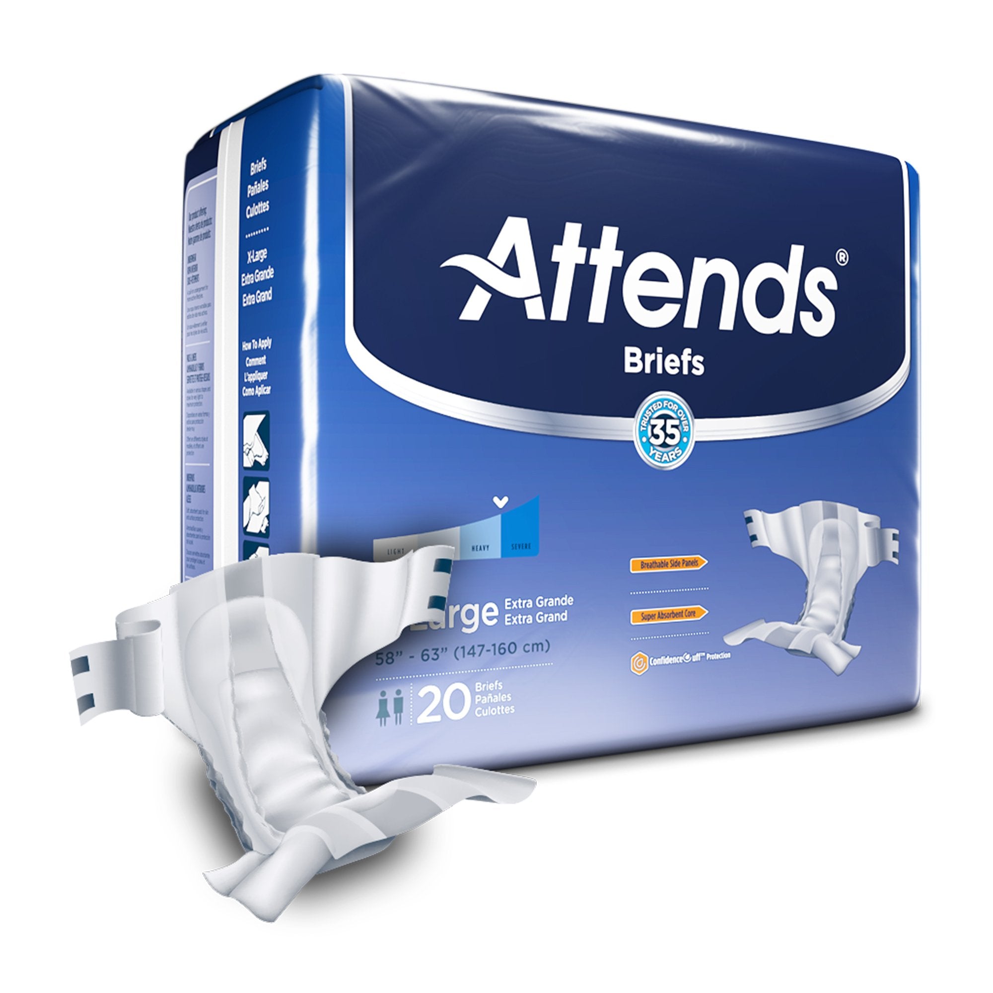 Attends Briefs XL Heavy Absorbency Adult Incontinence Aid - 20 Pack