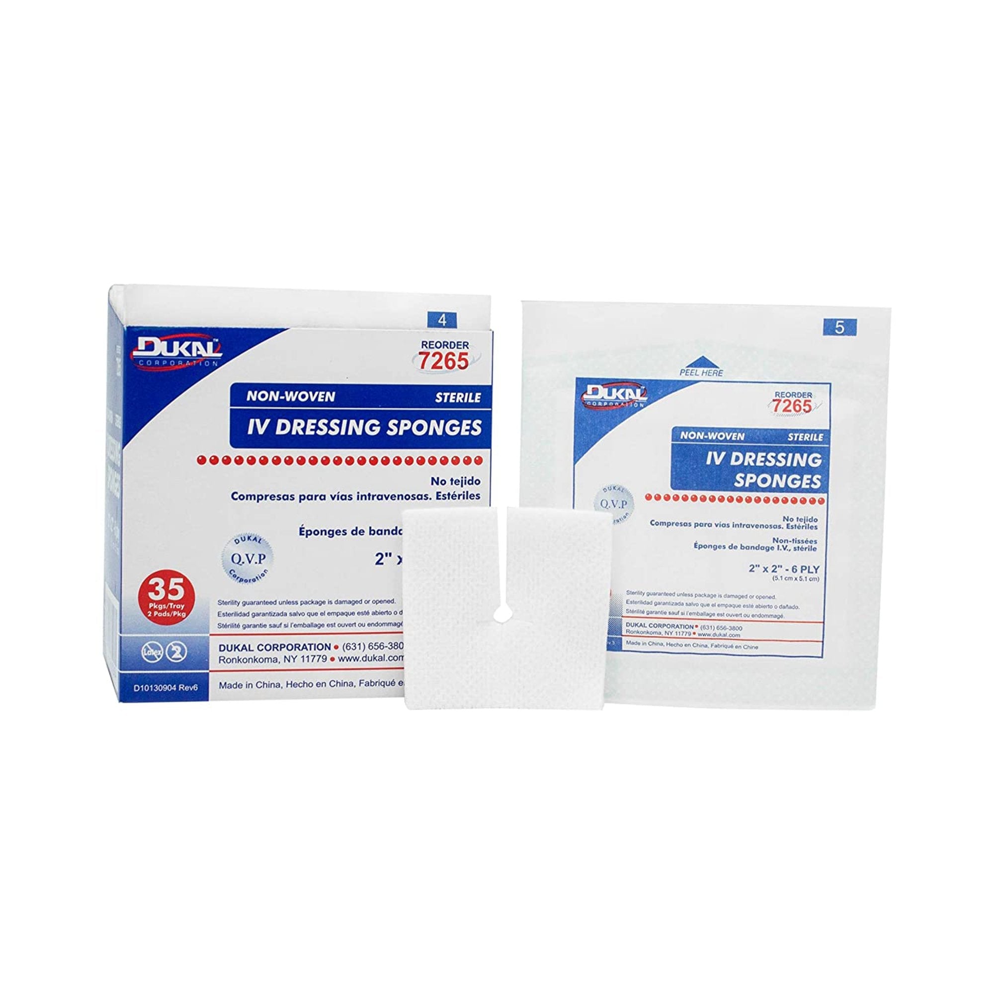 Dukal Sterile I.V. / Drain Split Dressing, 2 x 2 Inch (35 Units)