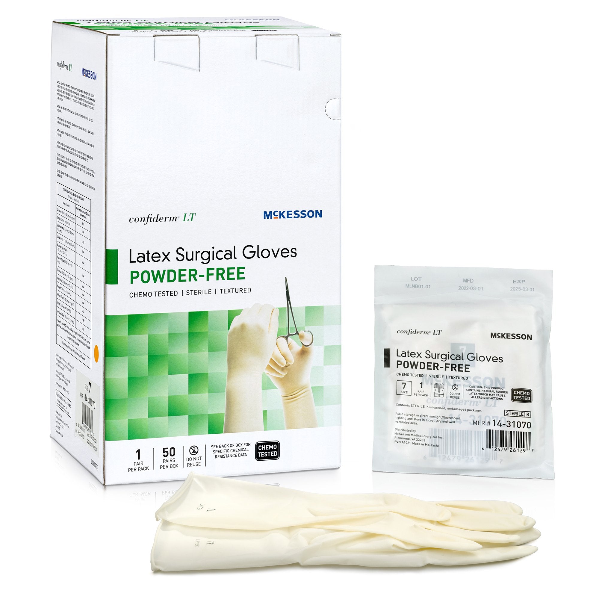 Confiderm® LT Latex Surgical Glove, Size 7, Ivory (50 Units)