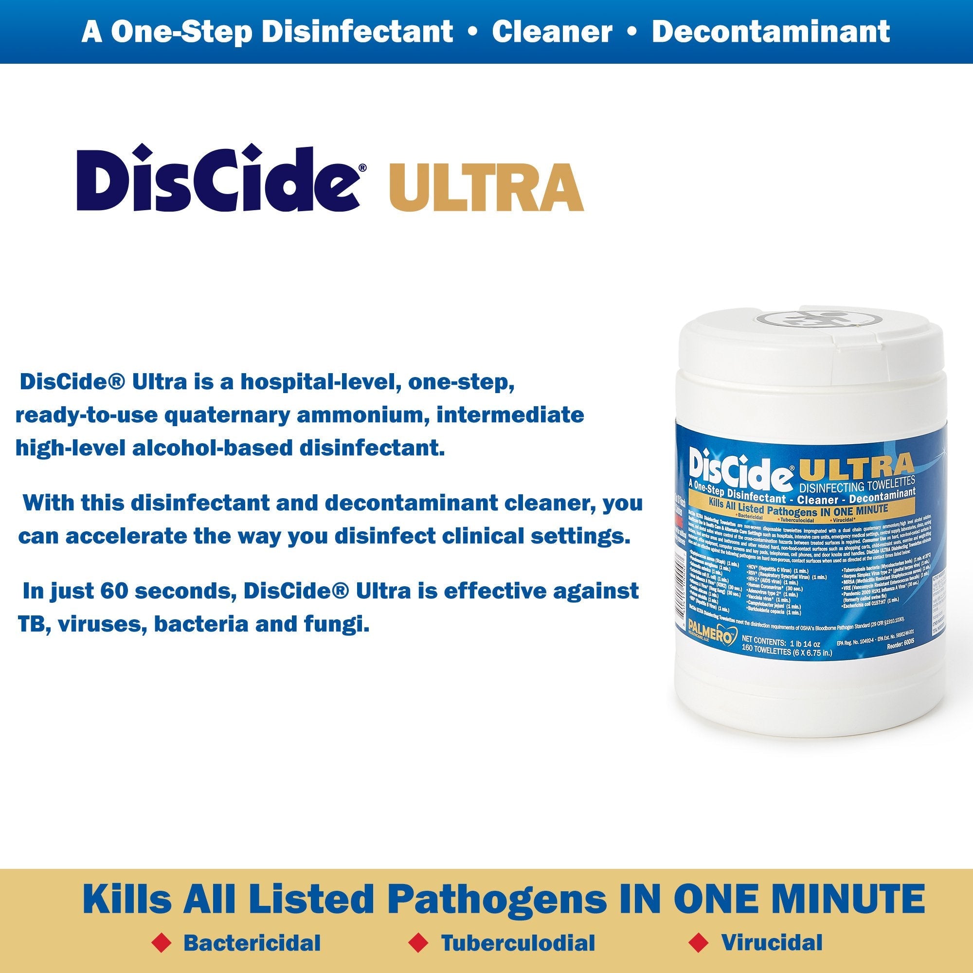 DisCide® Ultra Disinfecting Towelettes, 160 count (160 Units)