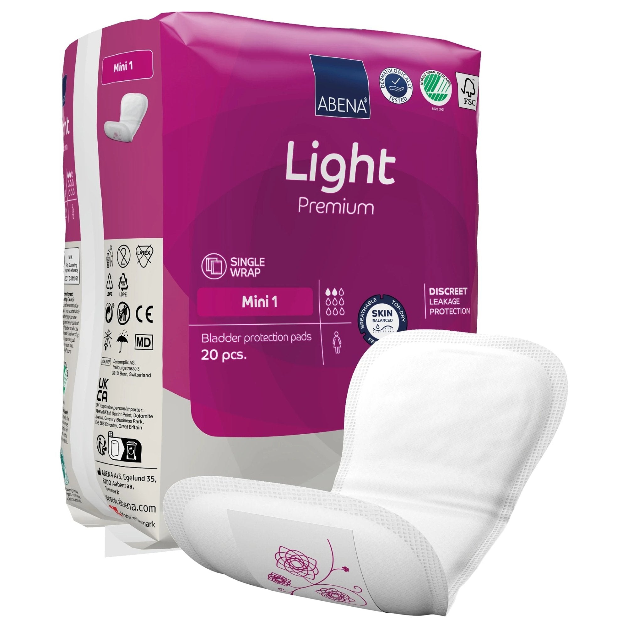 Abena® Light Premium Bladder Protection Pads, Mini 1 (20 Units)