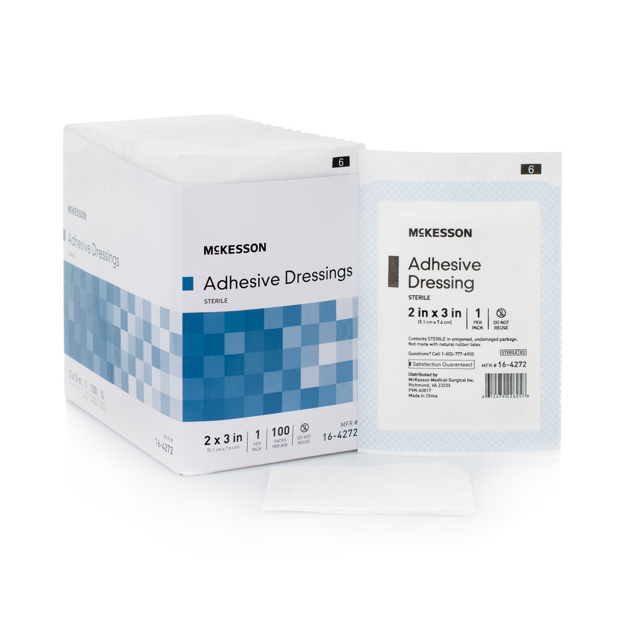 McKesson White Adhesive Dressing, 2 x 3 Inch (100 Units)