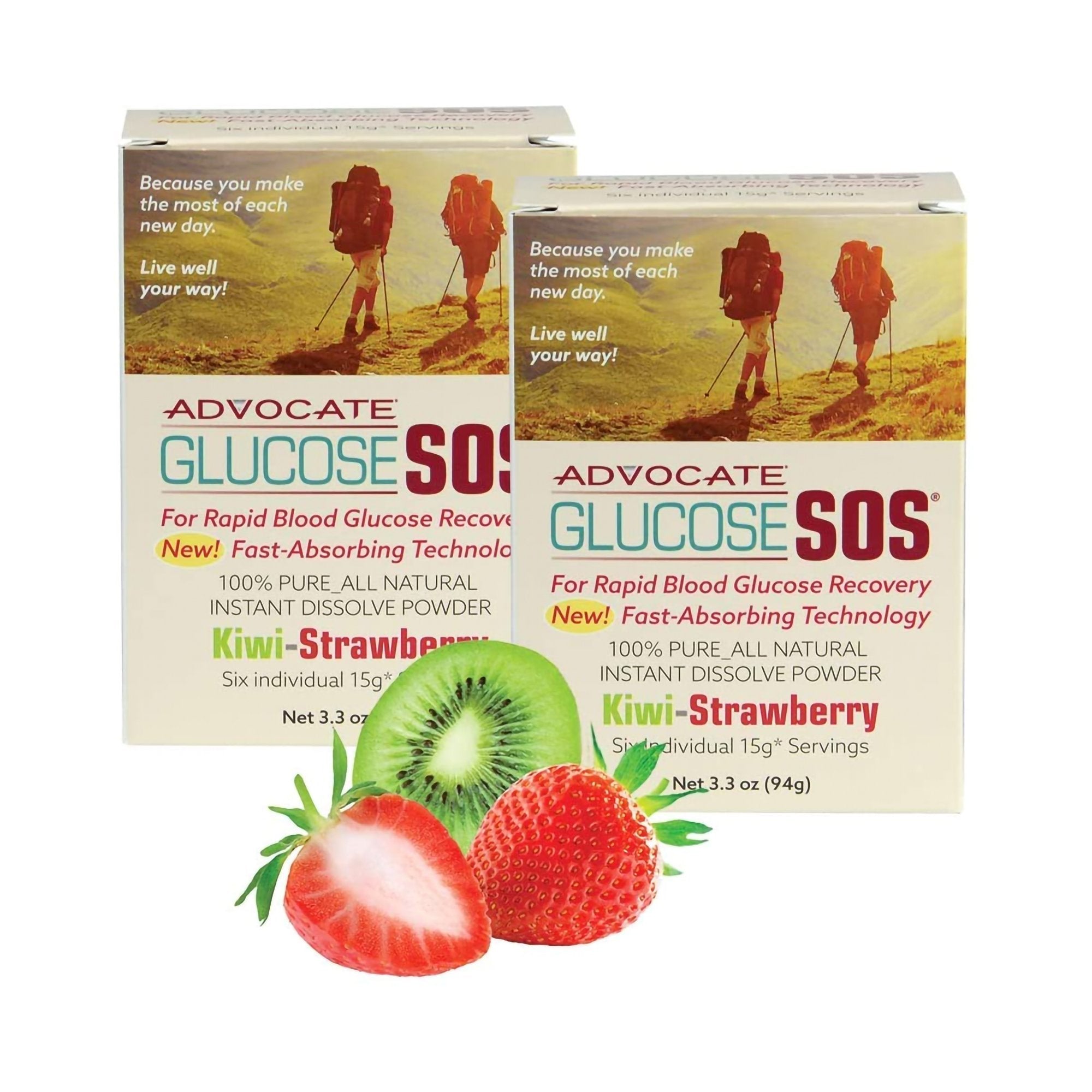Glucose Supplement Glucose SOS® 6 per Box Powder Kiwi Strawberry Flavor