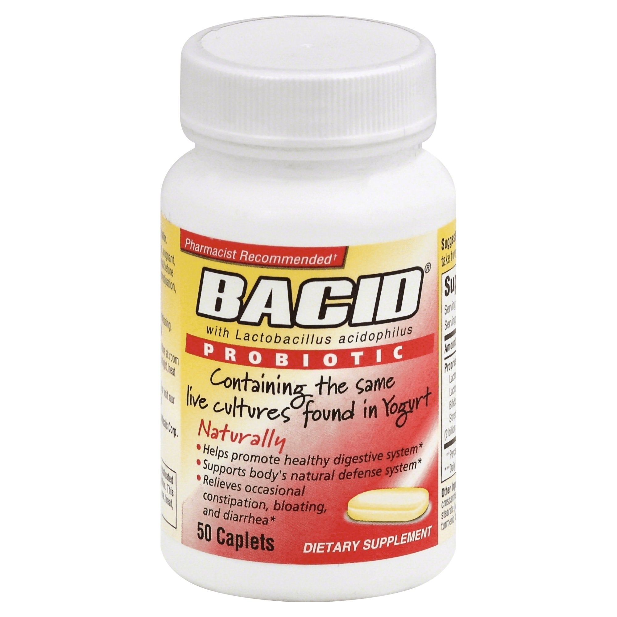 Probiotic Dietary Supplement Bacid® 50 per Bottle Caplet