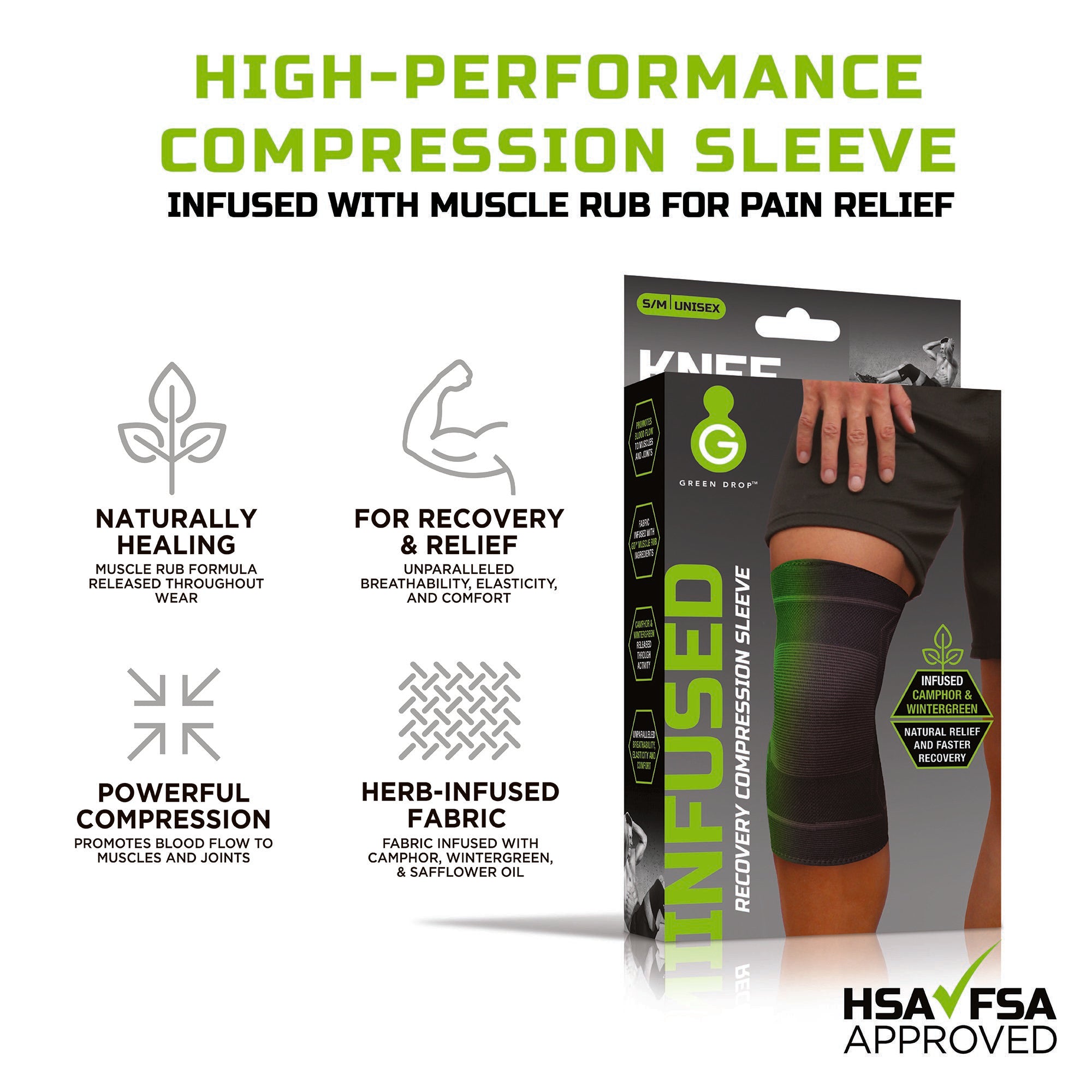 Knee Support Green Drop™ Small / Medium Pull-On 13 to 16 Inch Thigh Circumference Left or Right Knee - image 6