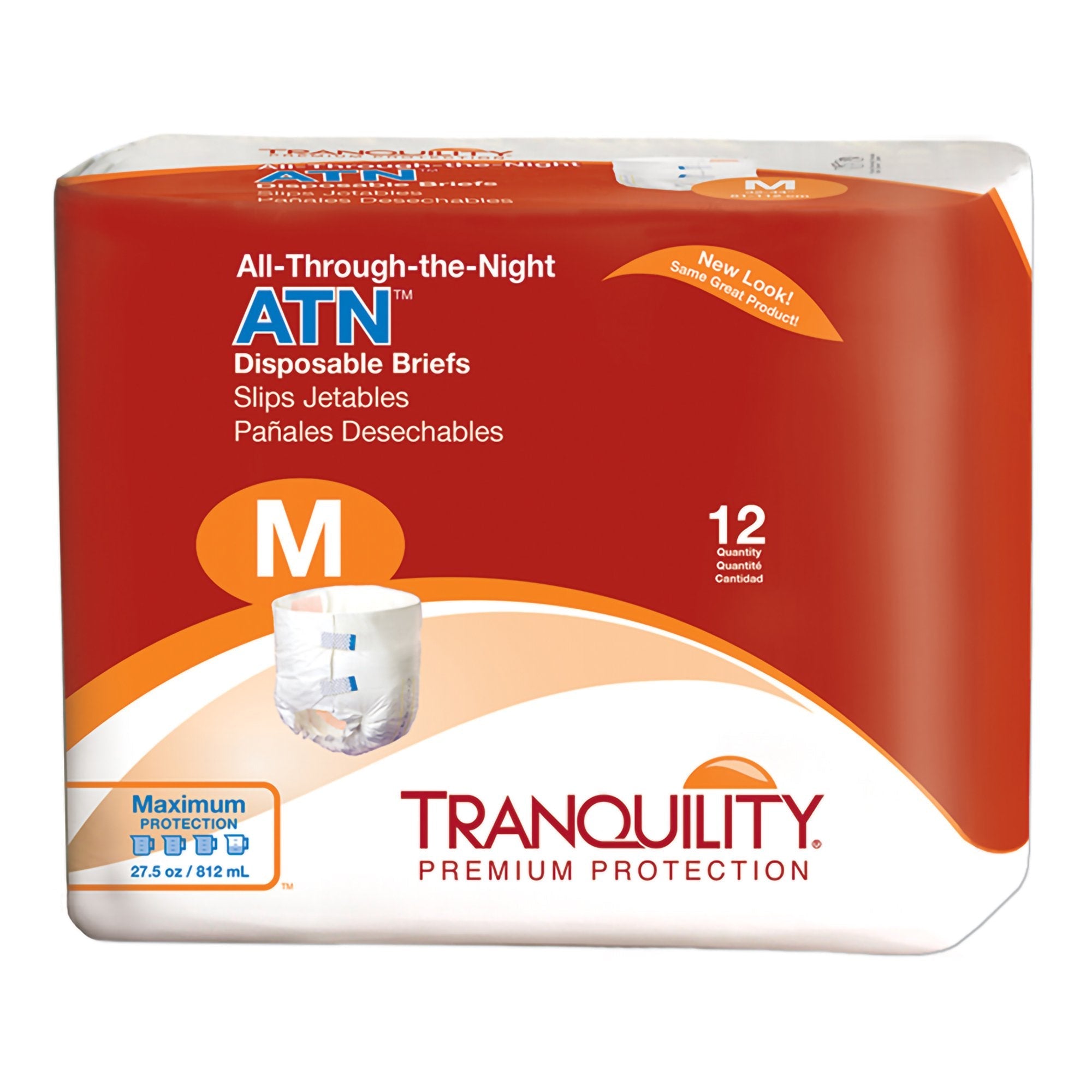 Tranquility® ATN Incontinence Briefs, Medium - 34oz Absorbency (12 Pack)