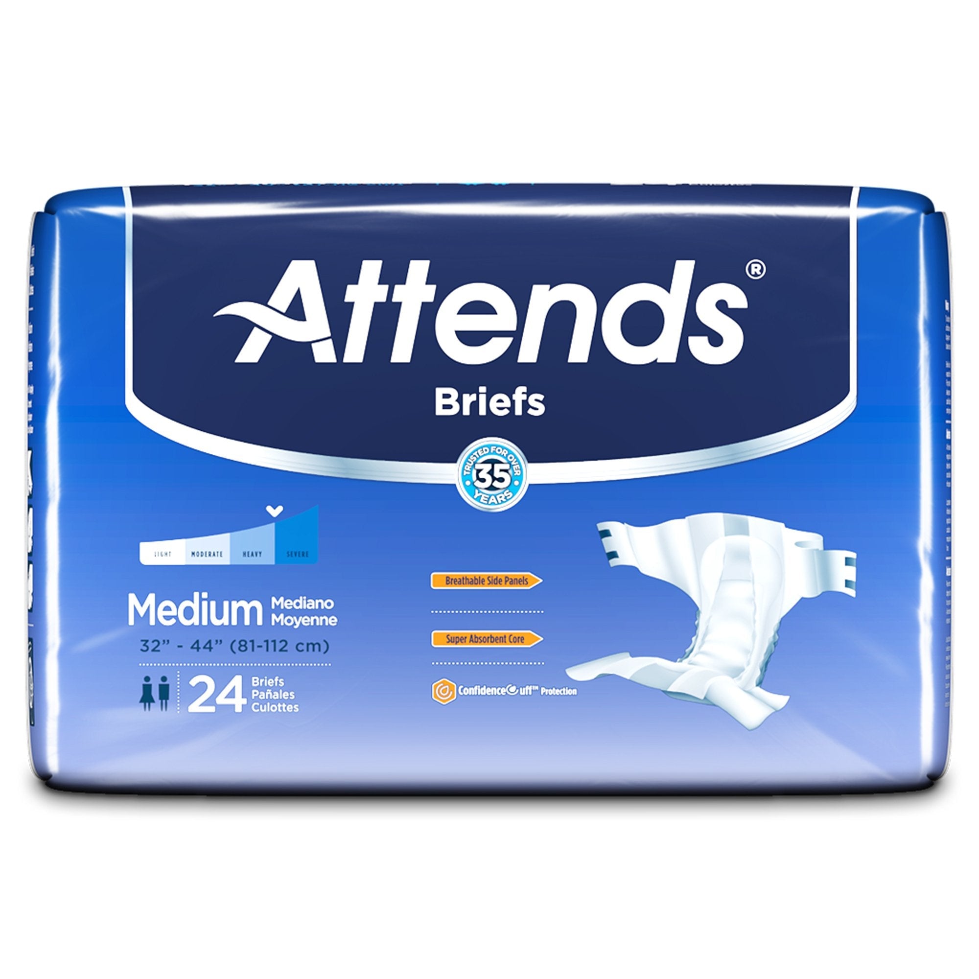 Attends Briefs Medium Heavy Absorbency Disposable Unisex 24 Pack