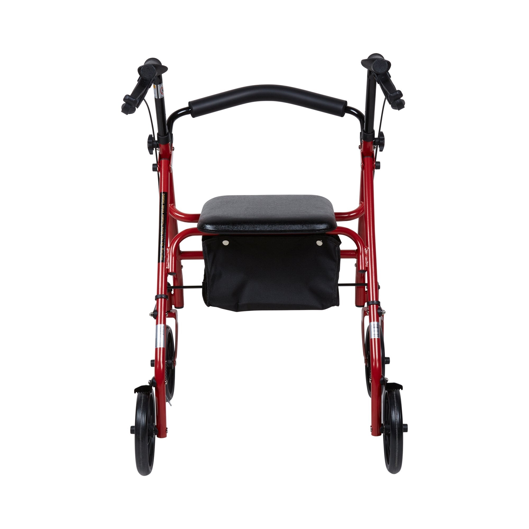 McKesson Folding Steel Four-Wheel Rollator, 12-Inch Seat Width, Red (1 Unit)