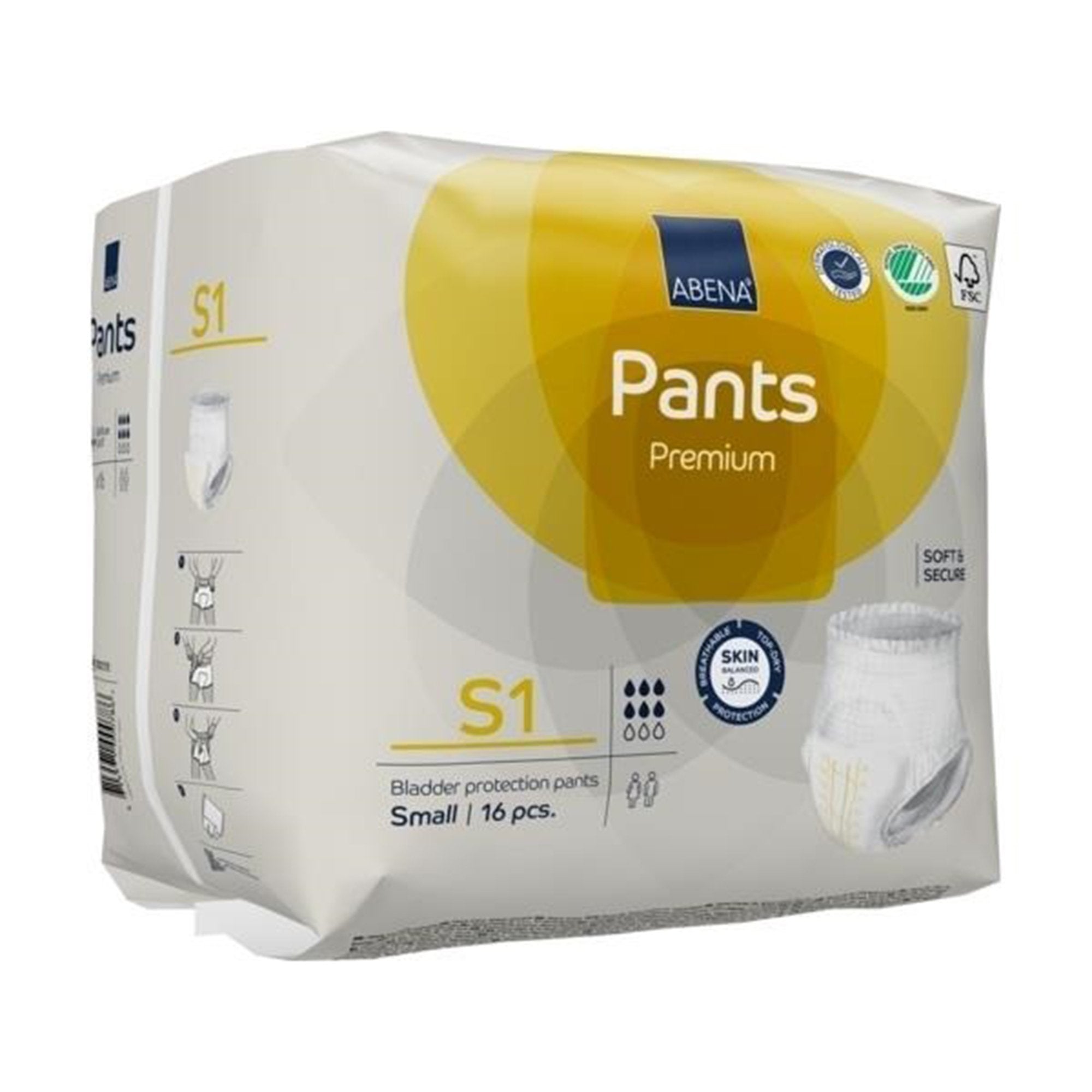 Absorbent Underwear Abena® Premium Pants S1 Pull On with Tear Away Seams Adult Small Unisex Disposable Heavy Absorbency - image 3
