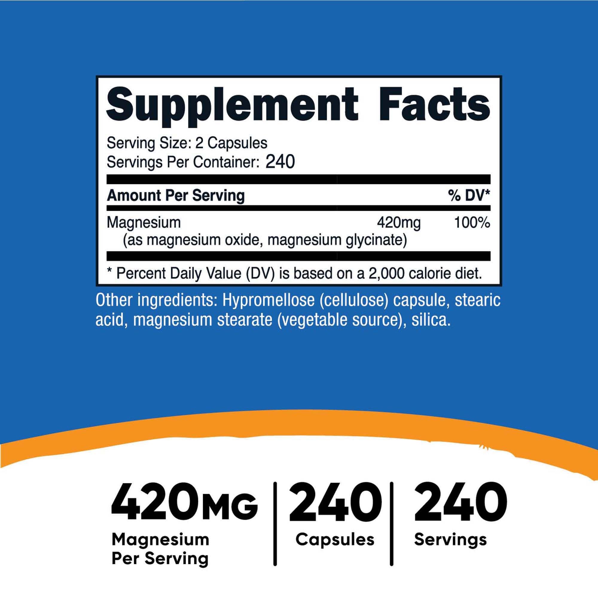 Dietary Supplement nutricost® Magnesium + XS 420 mg Strength Capsule 240 Per Bottle - image 5