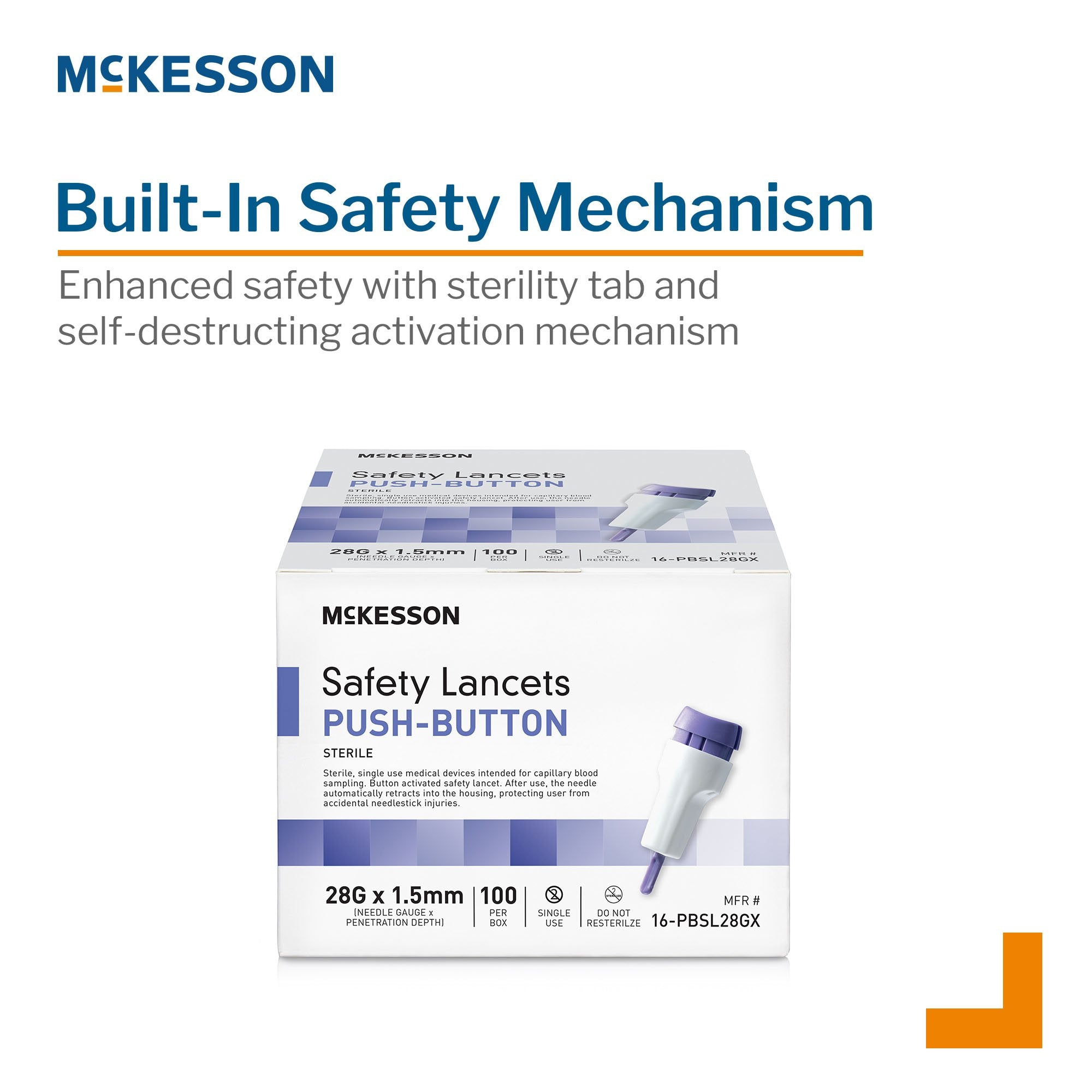 Safety Lancet McKesson 28 Gauge Retractable Push Button Activation Finger - image 4