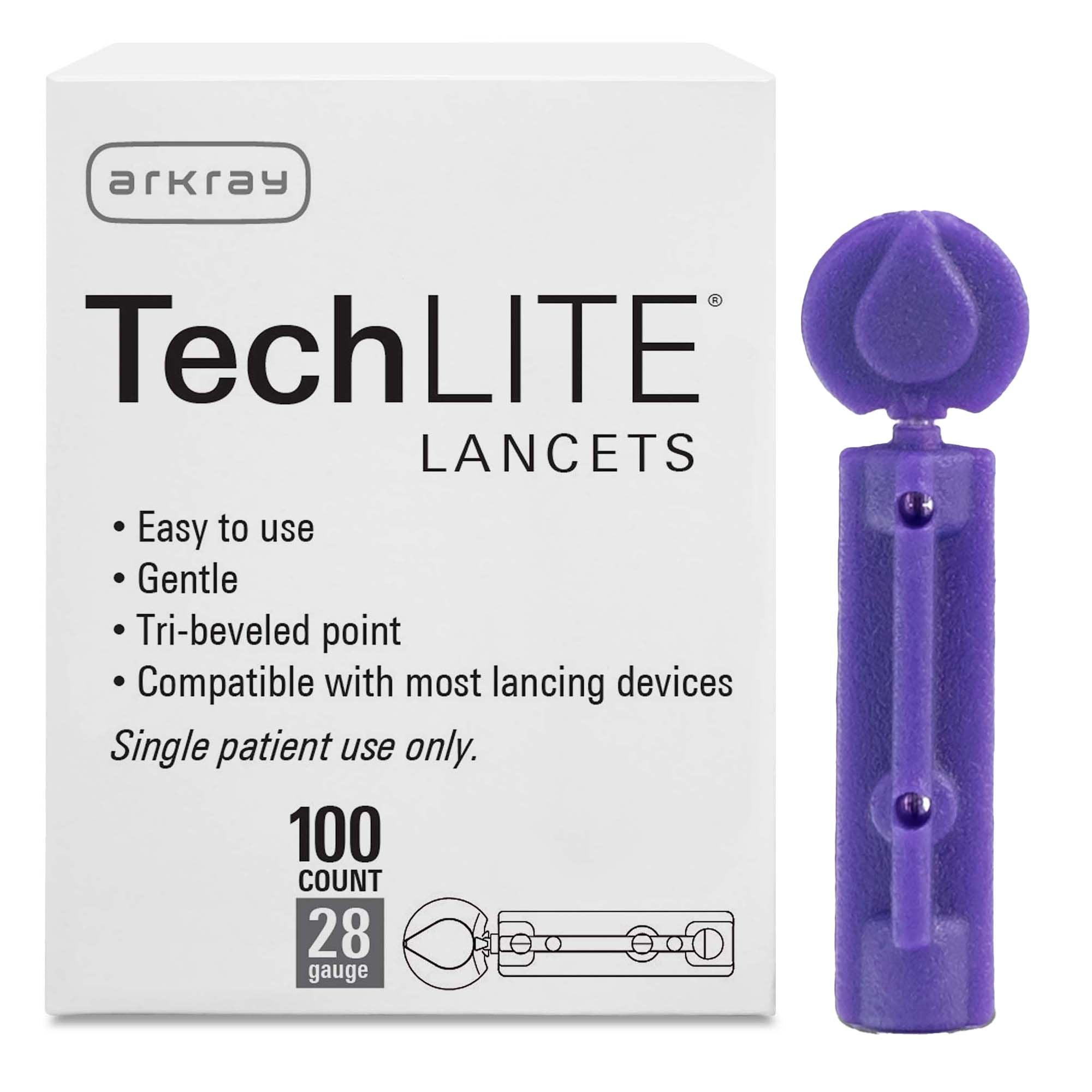 Lancet for Lancing Device TechLite® 28 Gauge Non-Safety Twist Off Cap Finger